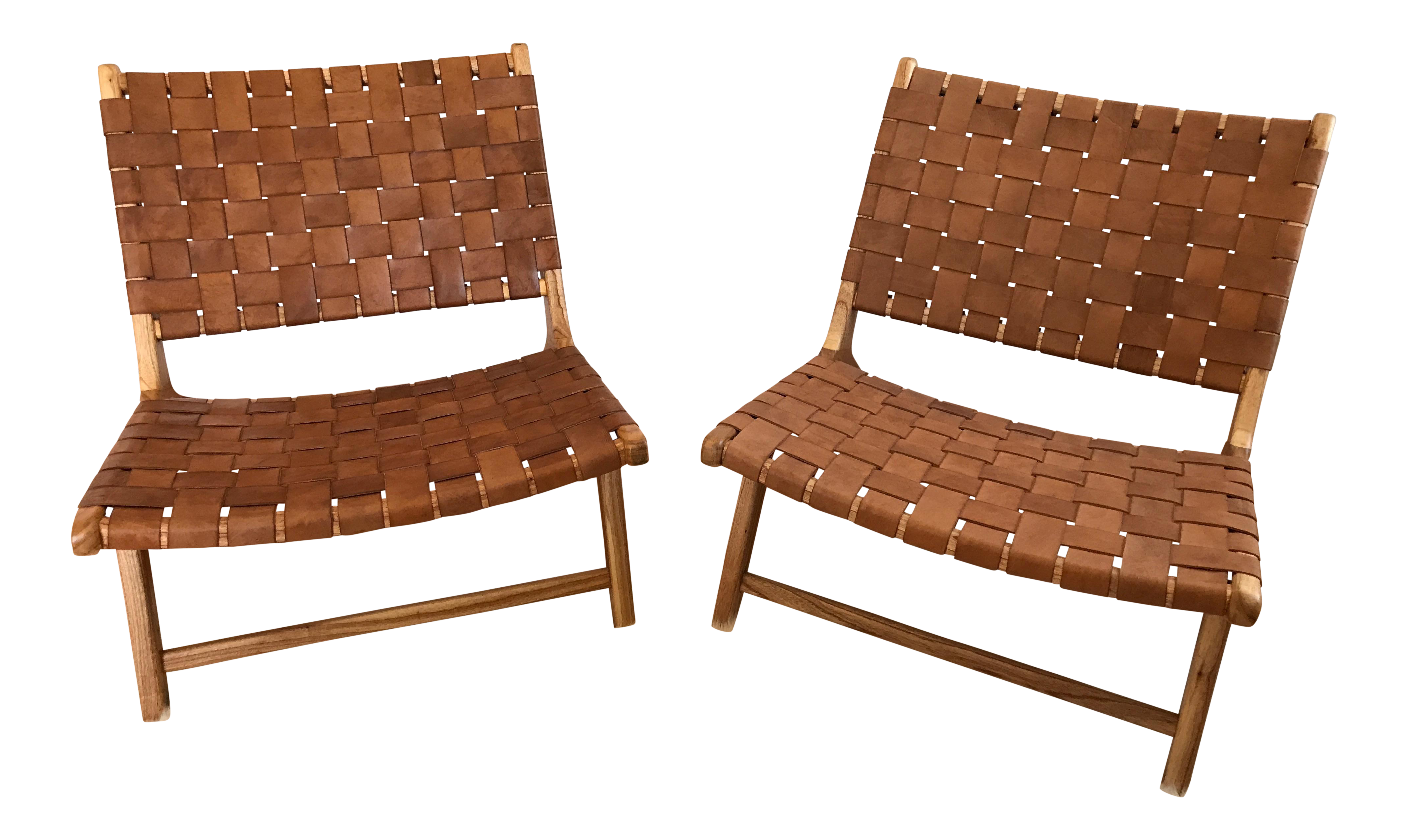 Woven Leather Lounge Chair | Chairish