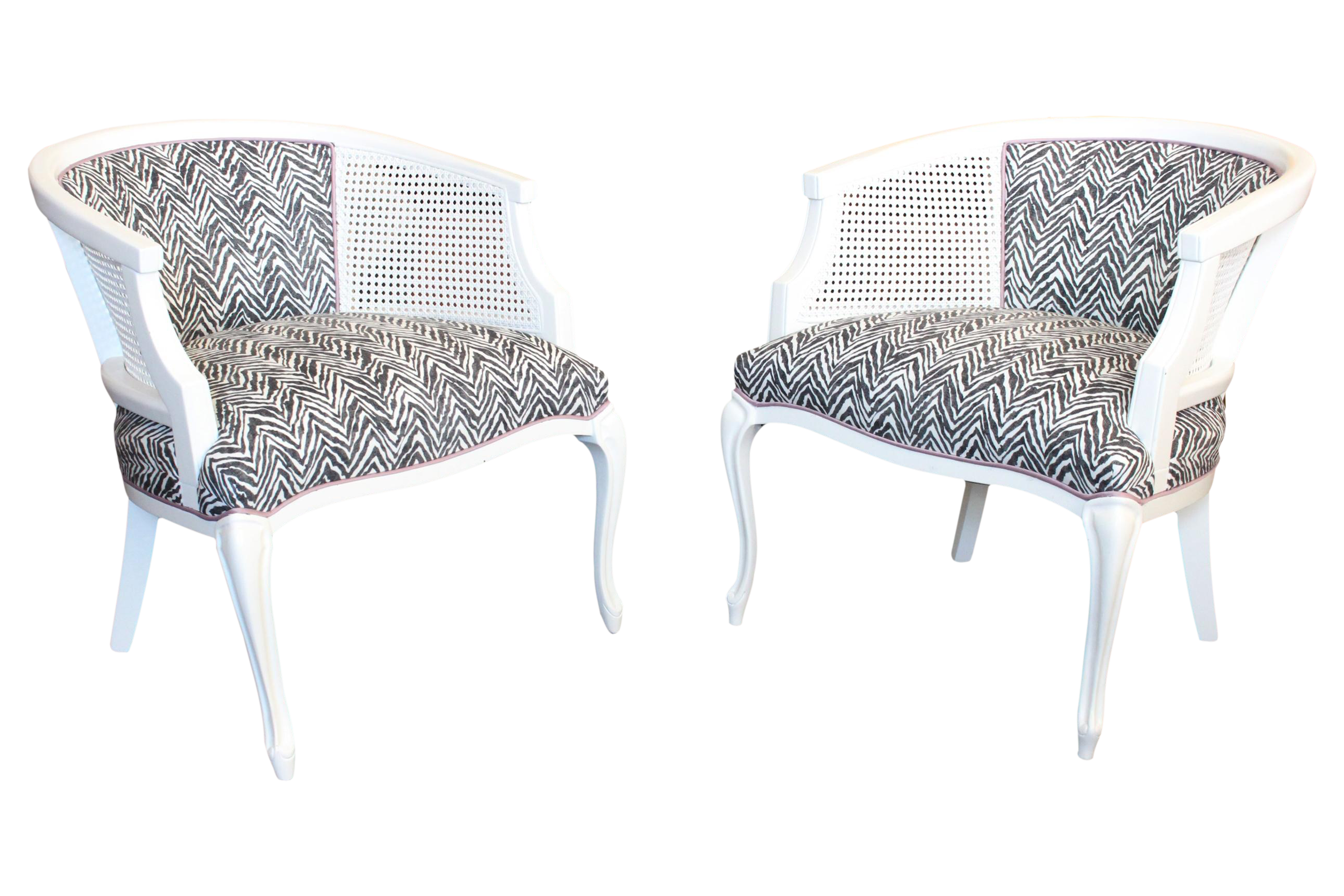 Newly Lacquered & Upholstered Cane Chairs A Pair Chairish