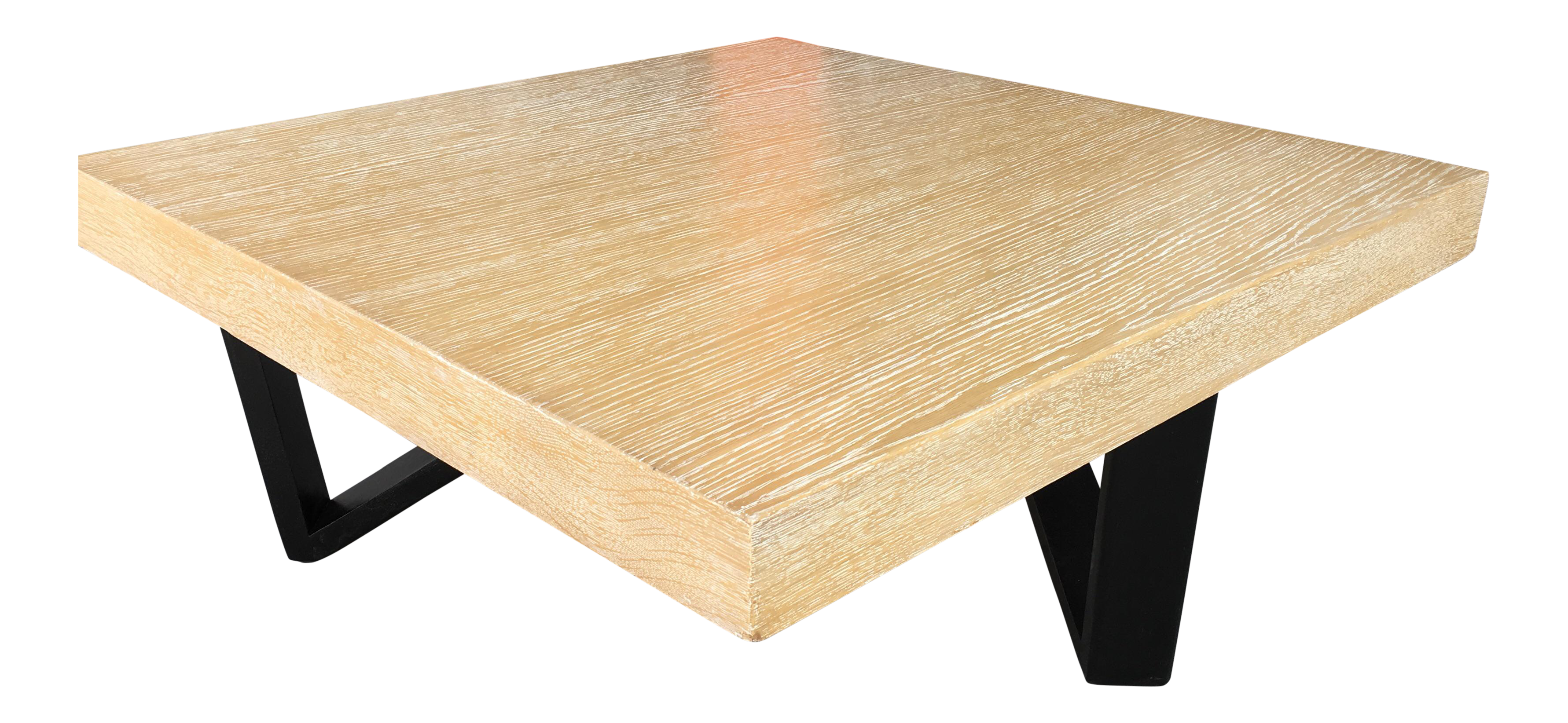 Barzilay Cerused Oak Square Coffee Table With Black Legs Chairish