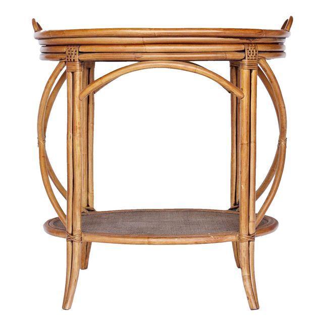 Rattan Accent Table With Serving Tray Bar Cart Chairish