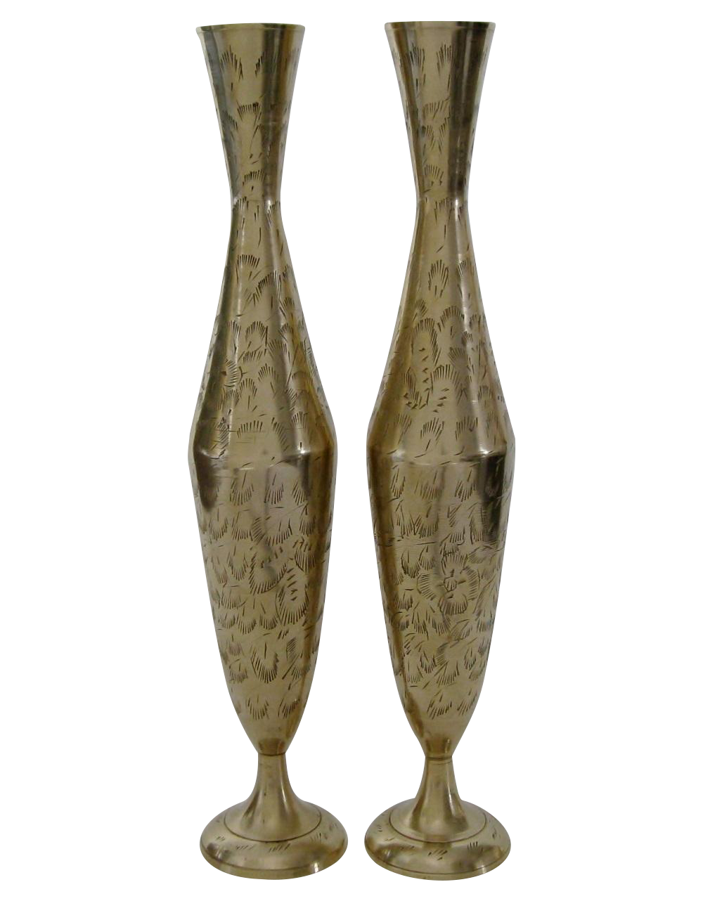 Engraved Indian Brass Vases A Pair Chairish