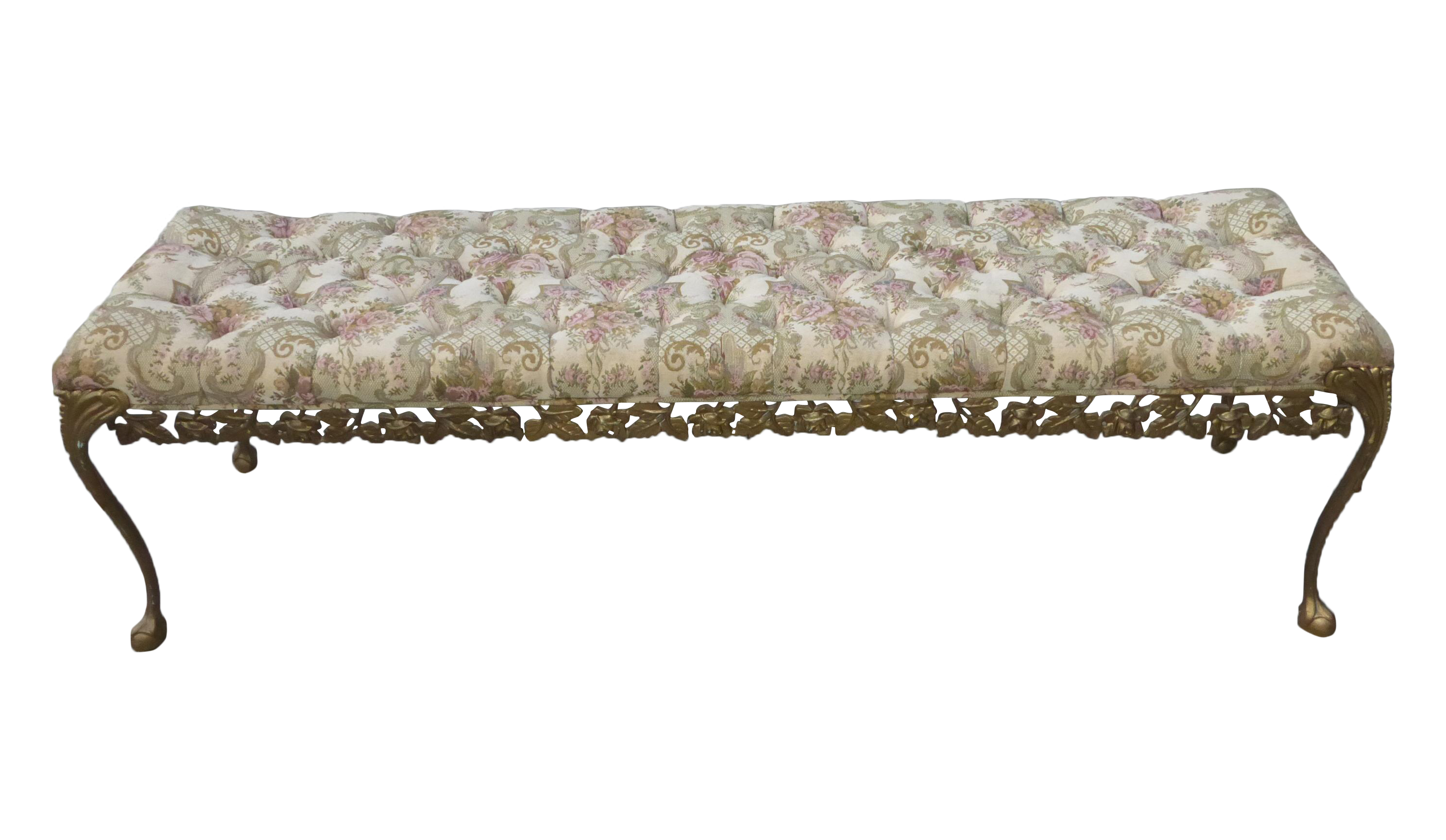 Hollywood Regency Tufted Metal Bed Side Bench Chairish