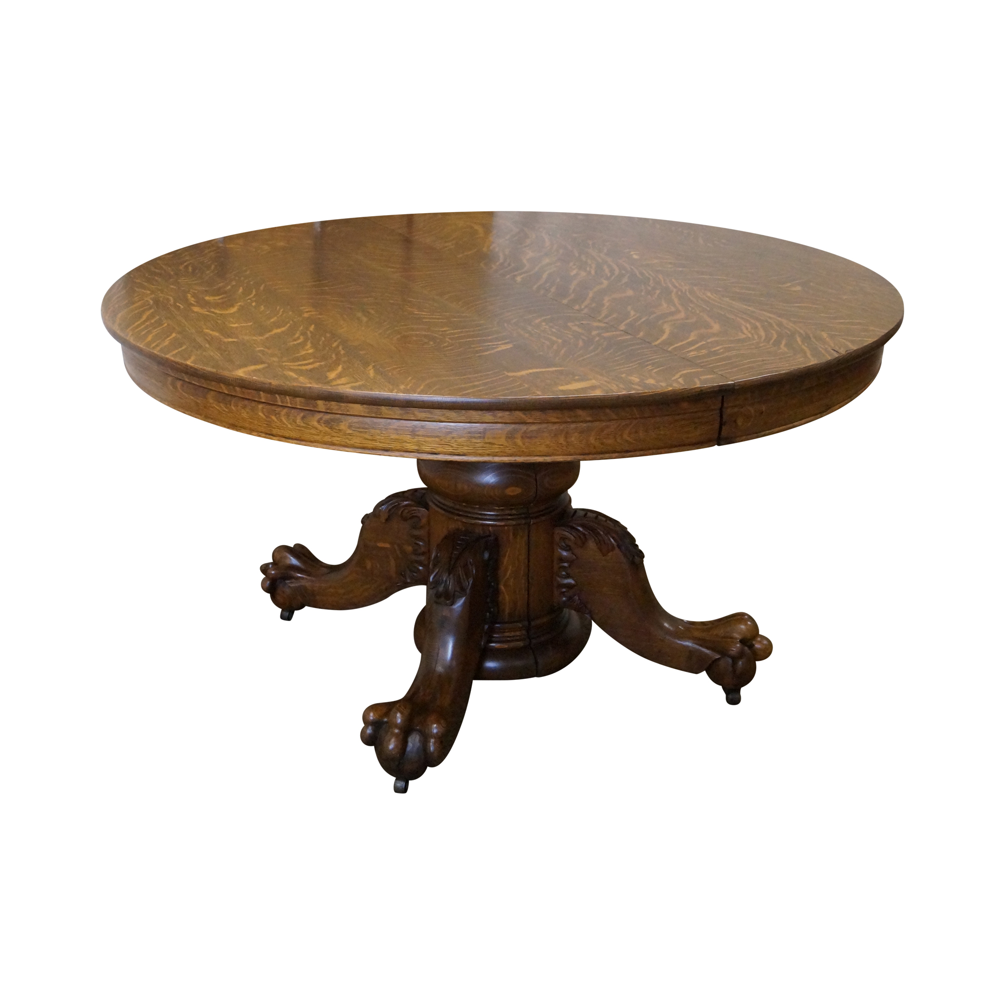 Antique Hastings Round Oak Claw Foot Dining Table | Chairish