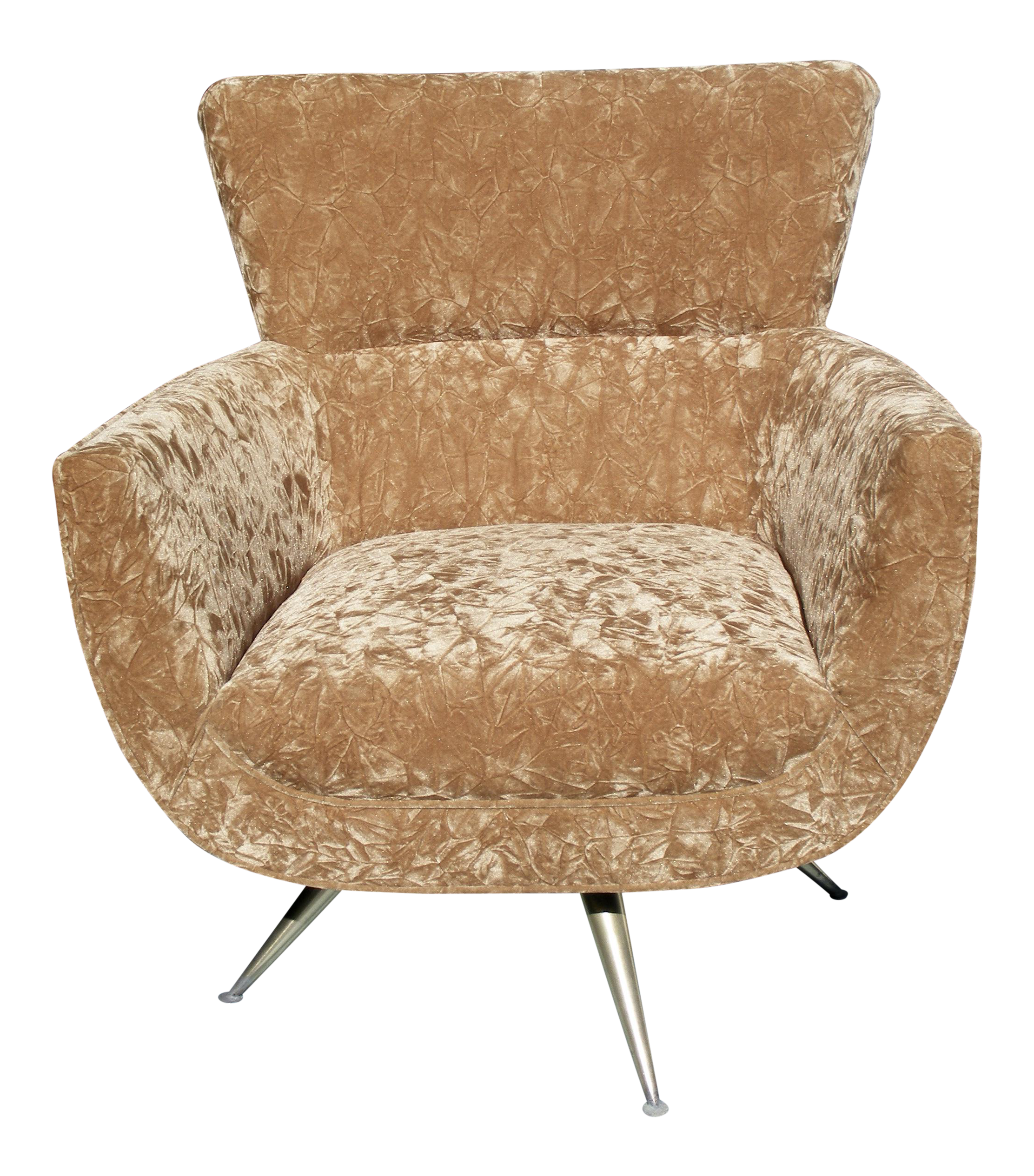 Mid-Century Gold Crushed Velvet Swivel Chair | Chairish