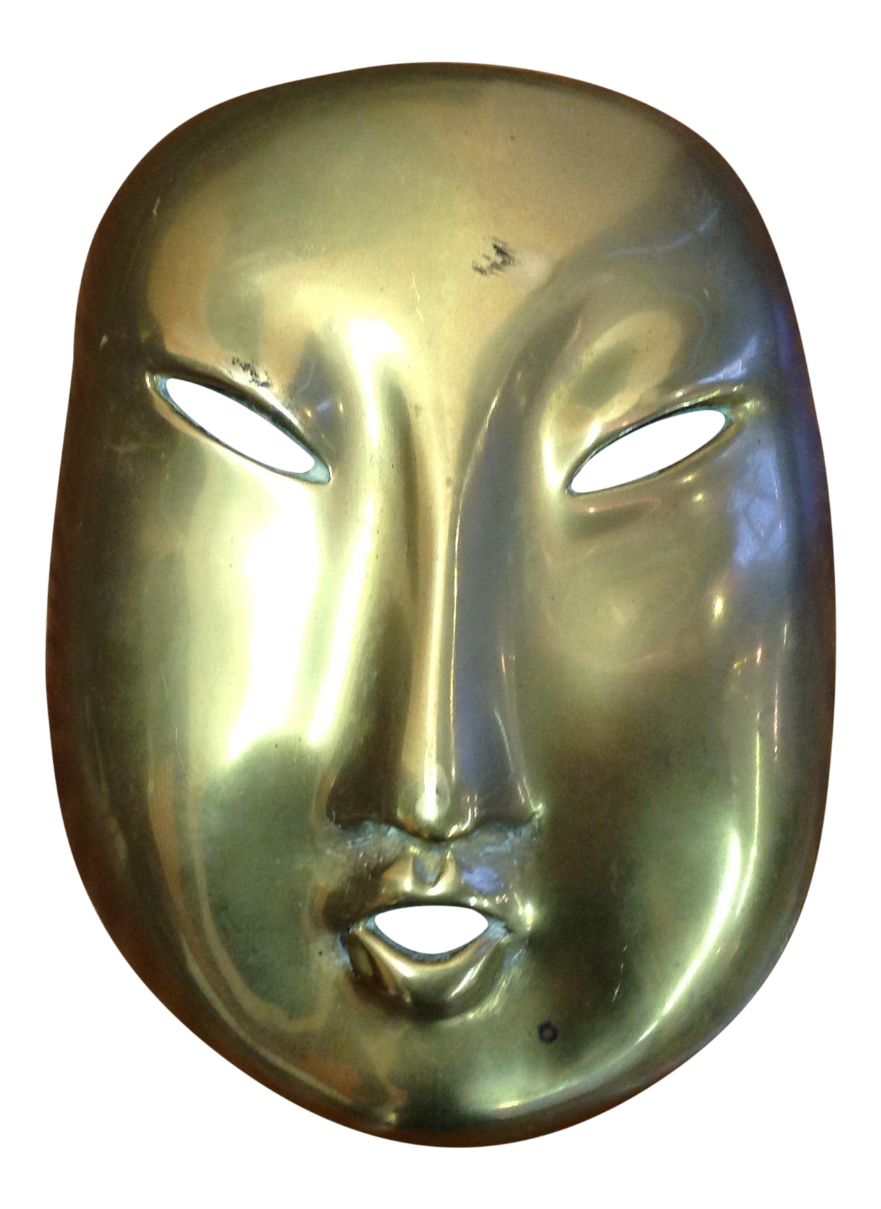 Vintage Brass Face / Brass Wall Decor | Chairish