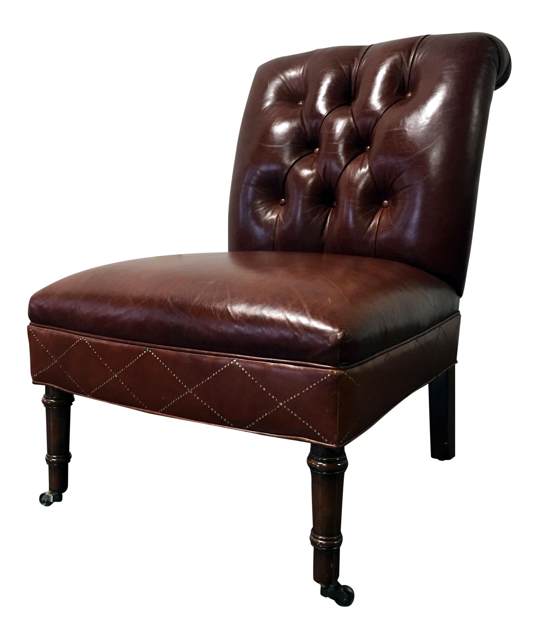 Abbyson Living Tufted Leather Barrel Slipper Chair in ...