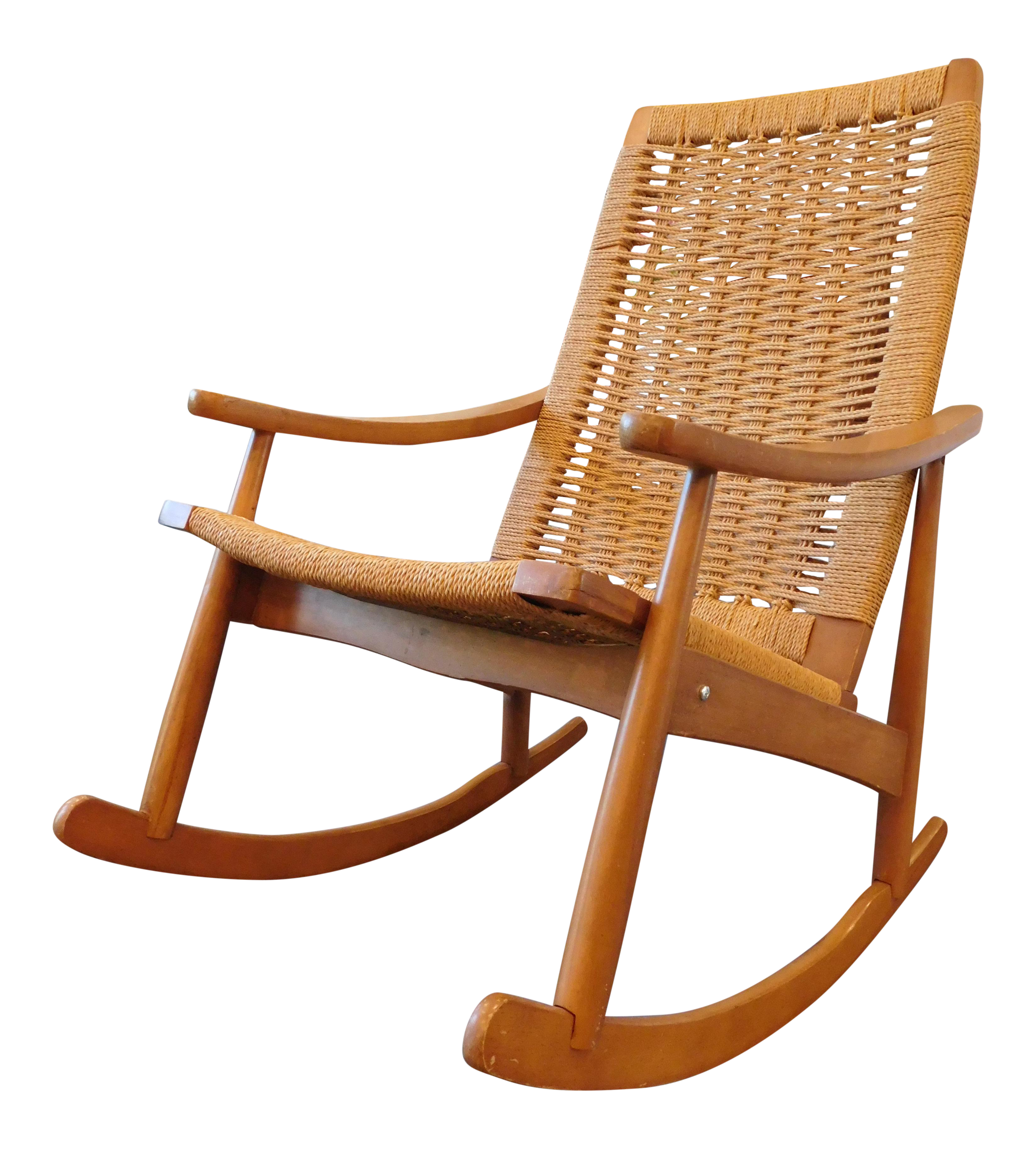 Vintage Yugoslavian Hans Wegner Style Wicker Rocking Chair Chairish