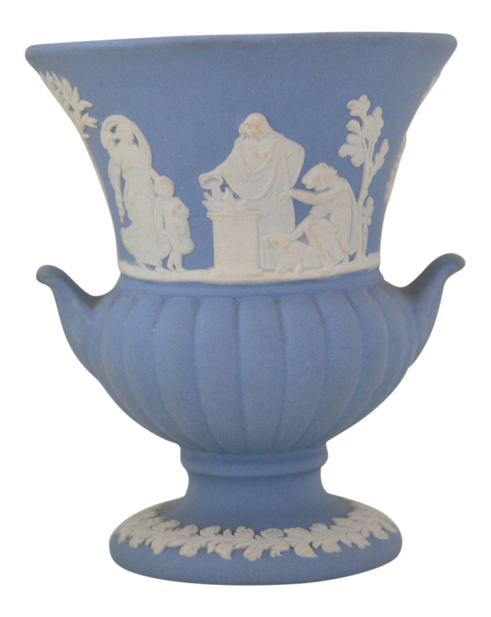 Antique Wedgwood Jasperware Blue & White Urn Vase England Miniature
