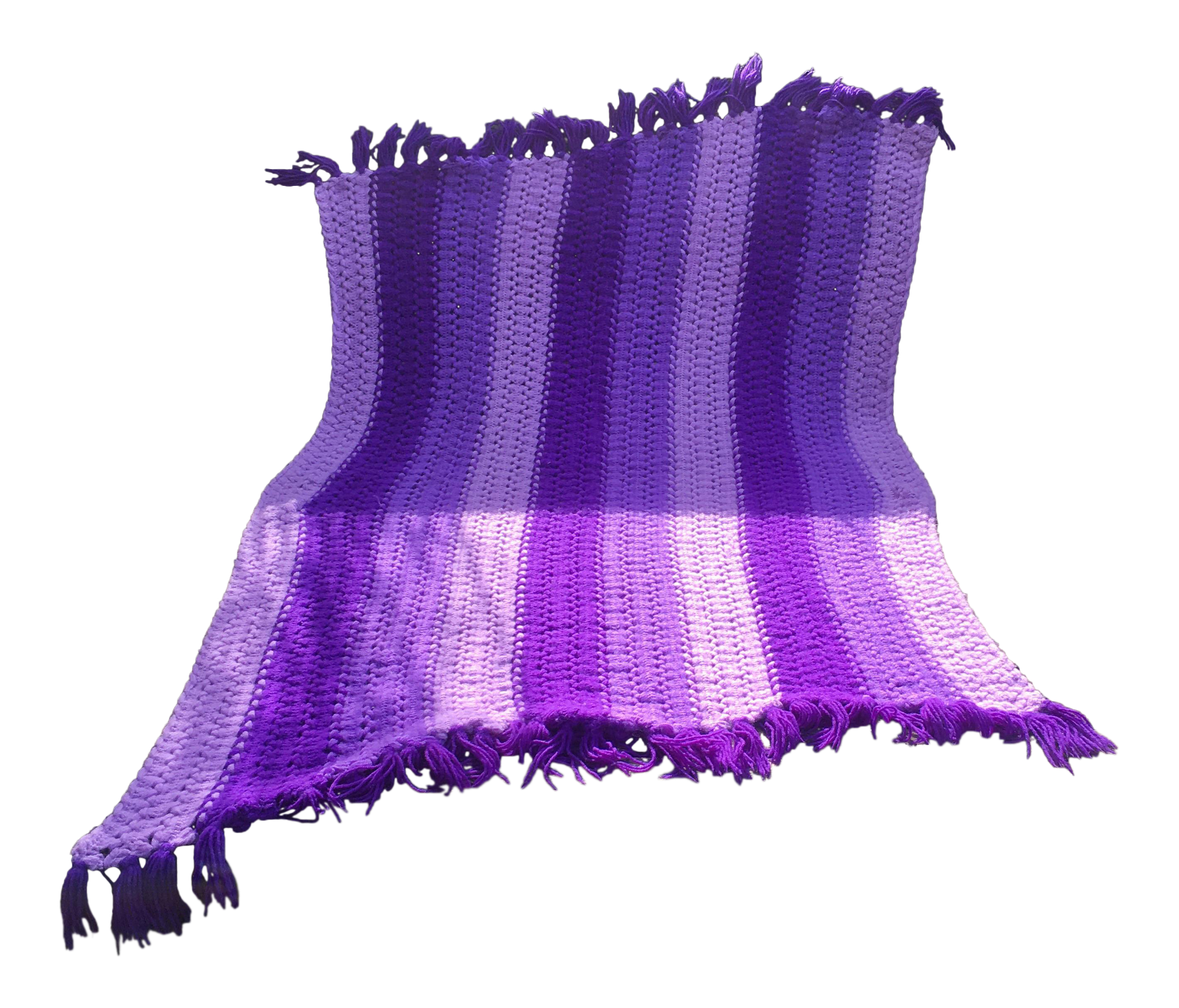 Vintage HandKnit Purple Afghan Throw Chairish