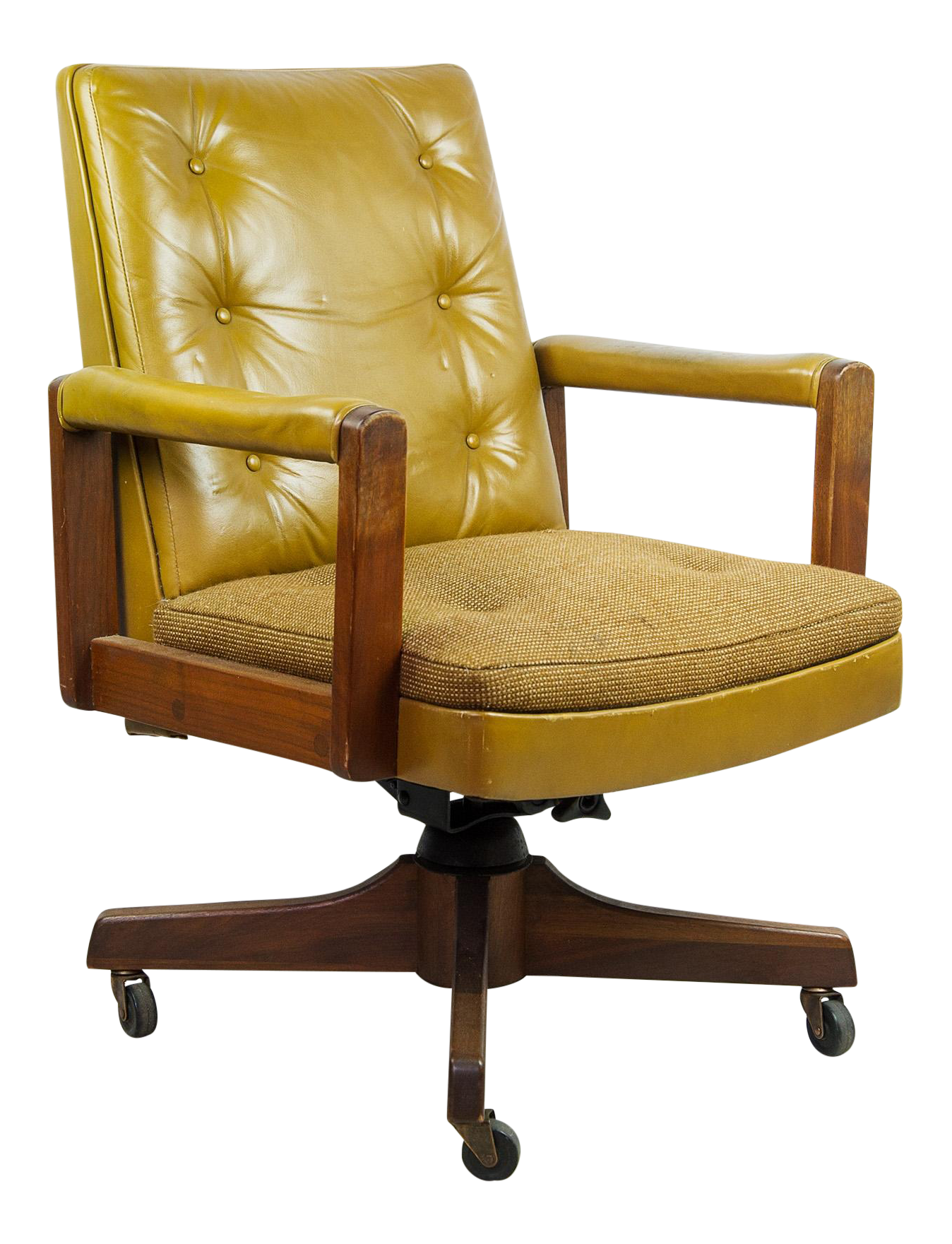 1970s Gunlocke Co. Yellow Swivel Office Chair Chairish