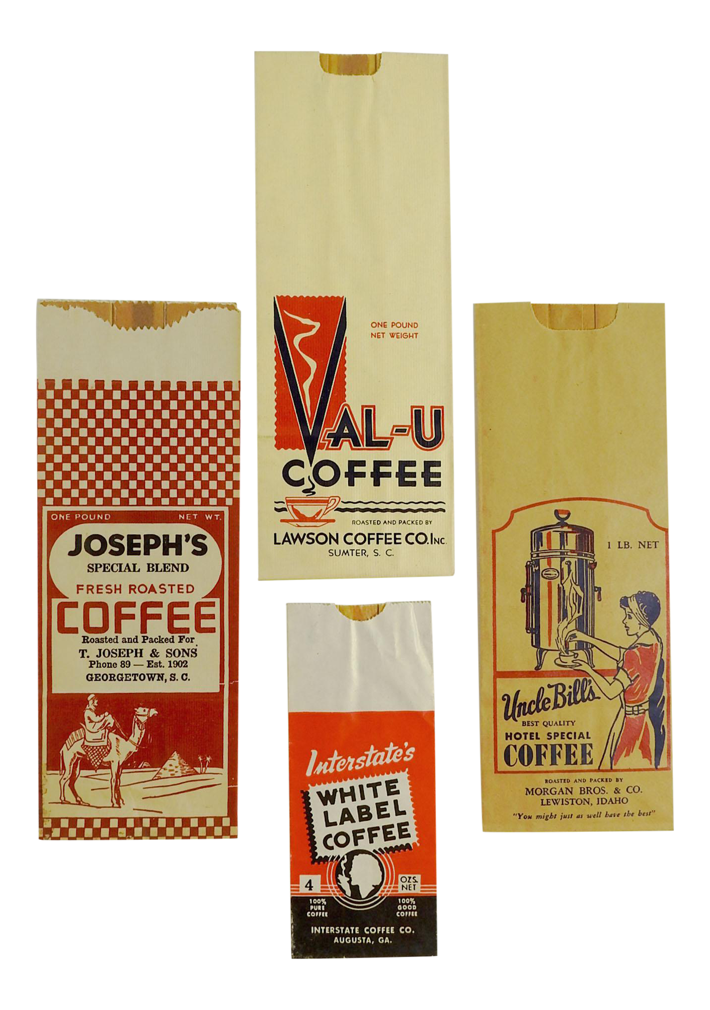Circa 1940s Vintage Coffee Bags Set of 4 Chairish