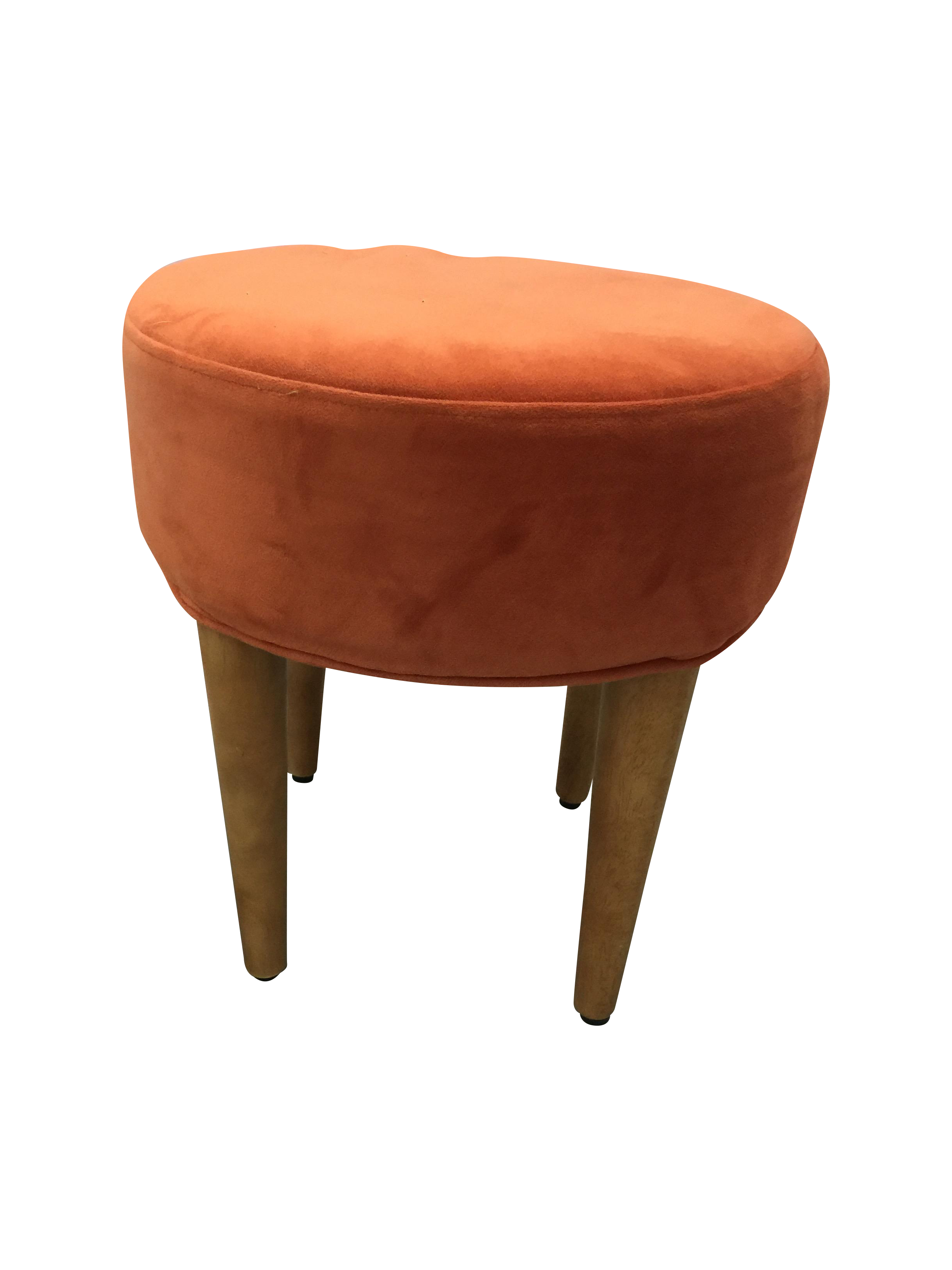 Midcentury Round Orange Velvet Ottoman Pair Chairish