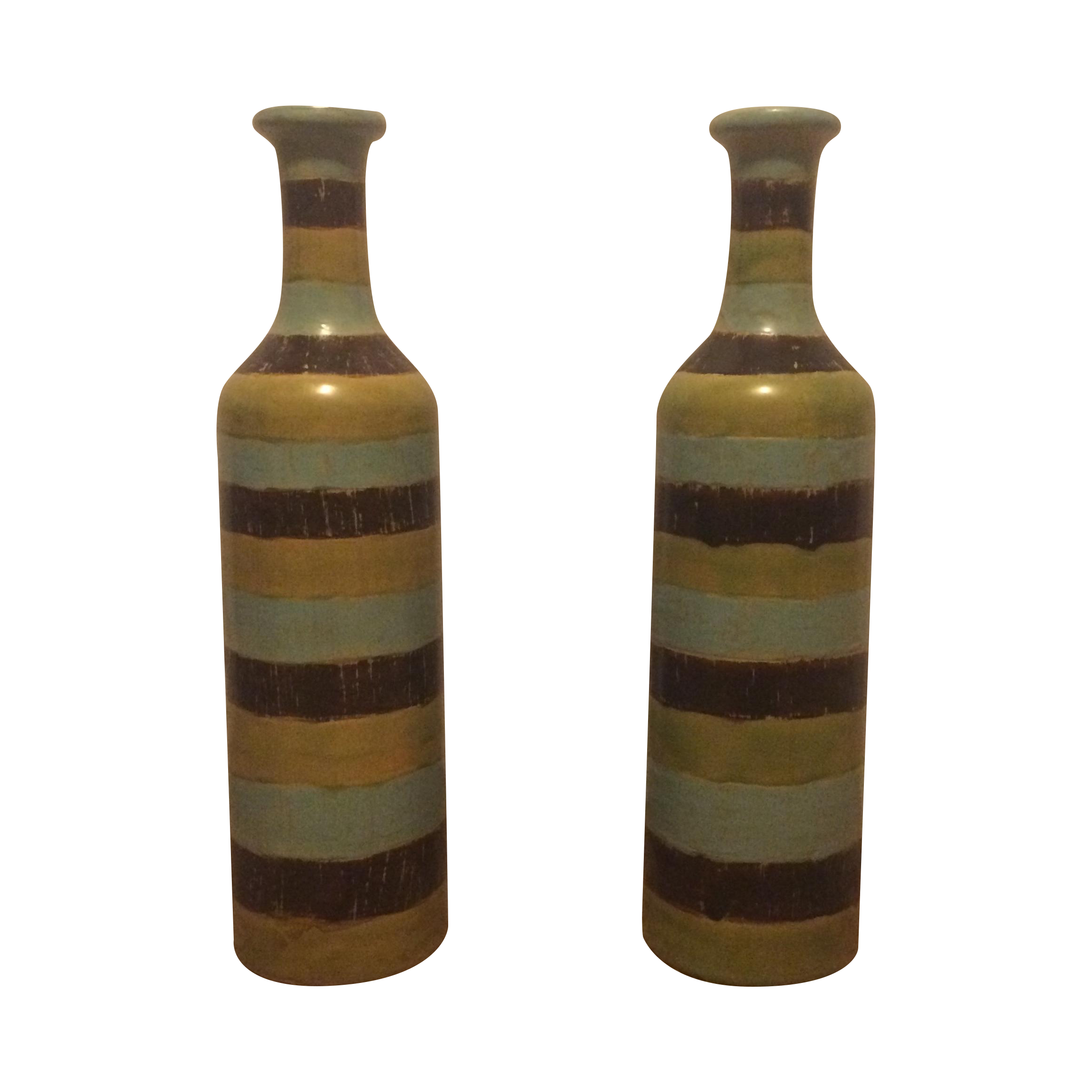 Striped Ceramic Vases Pair Chairish
