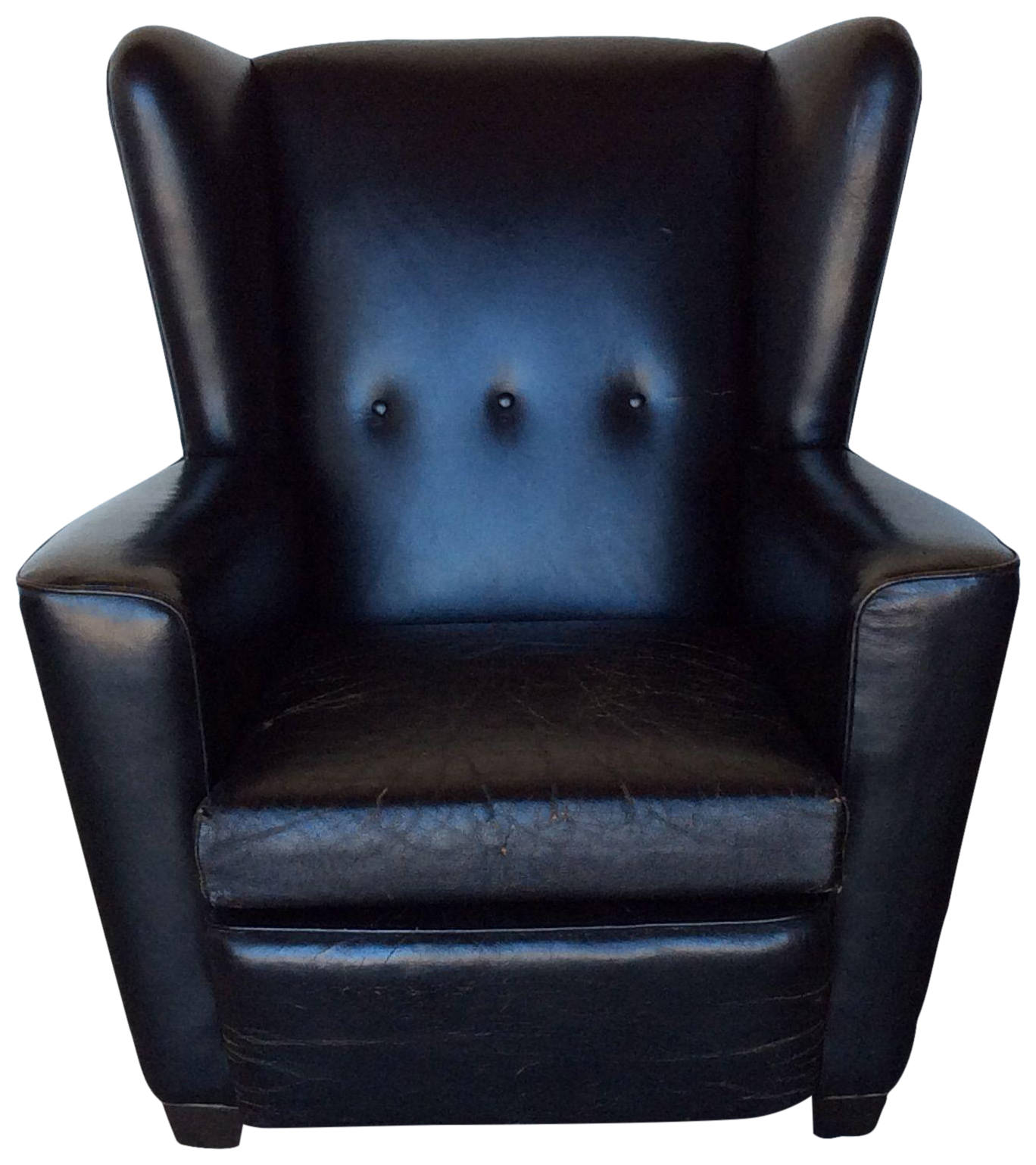 Vintage Black Leather Wing Chair Chairish