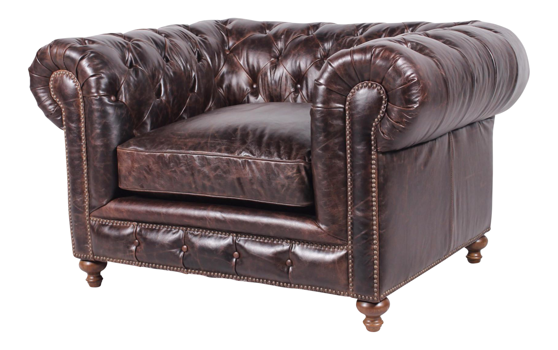 Spectra Home Authentic Leather Chesterfield Chair | Chairish