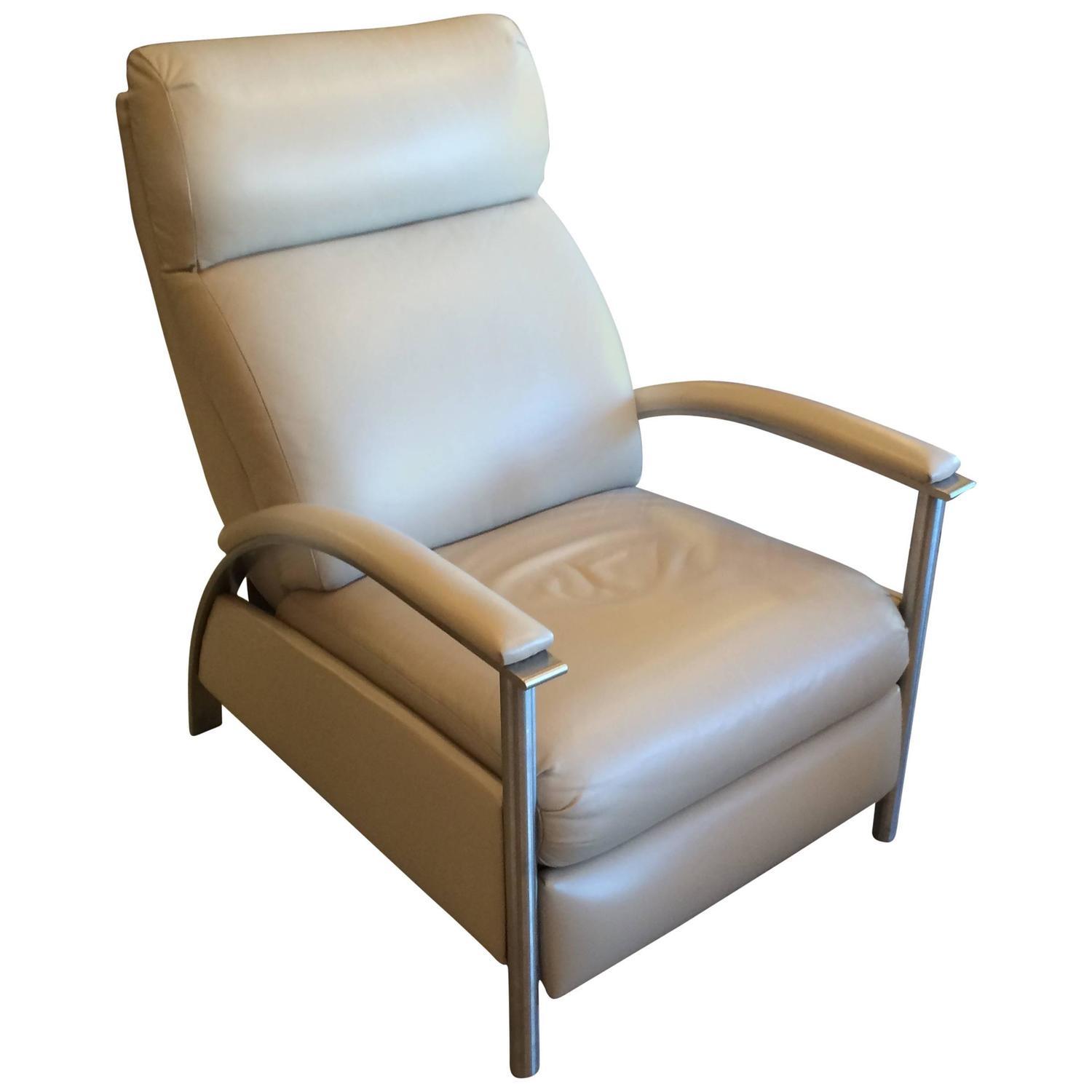 Sleek Leather Recliner Chair | Chairish