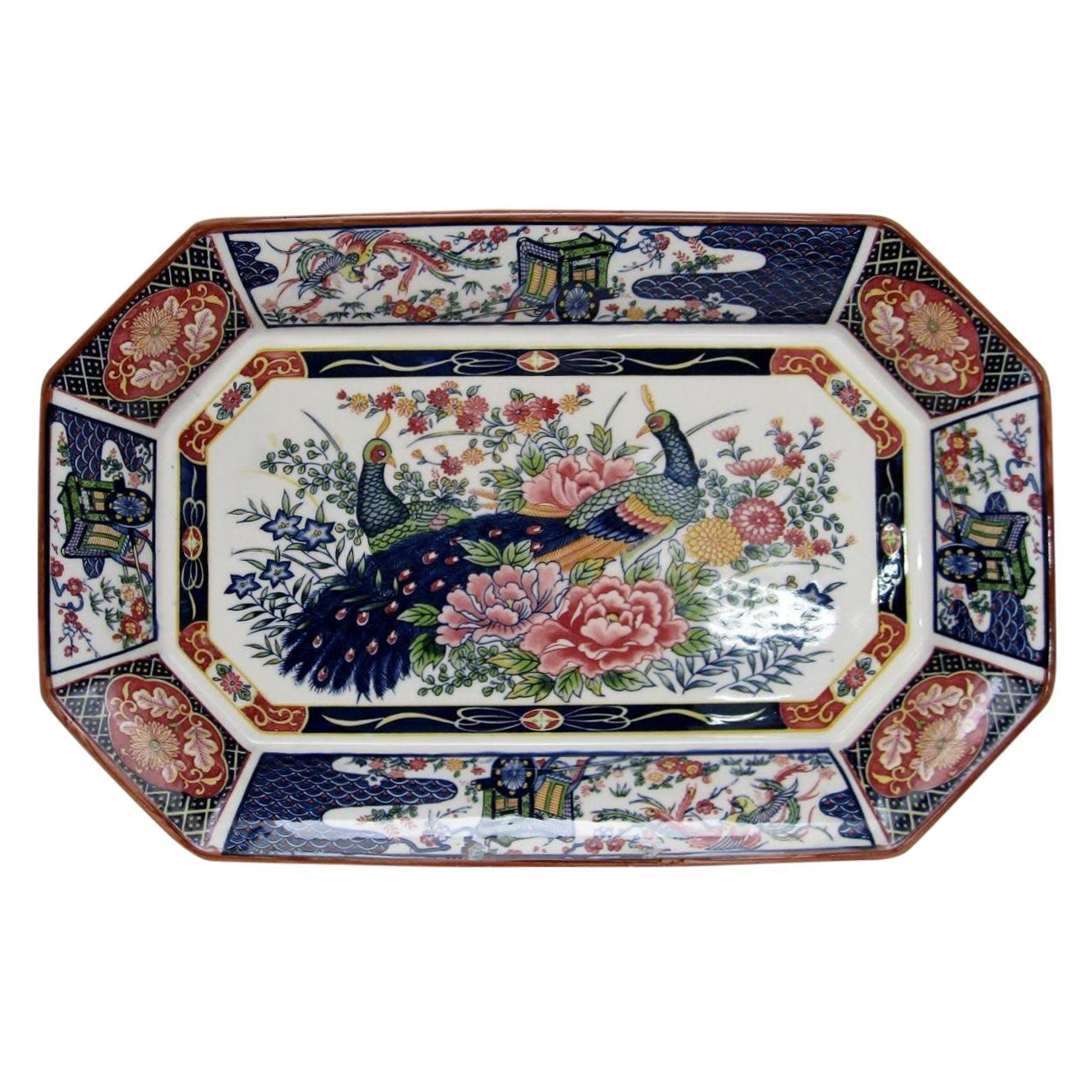 Japanese Imari Peacock Motif Platter Chairish