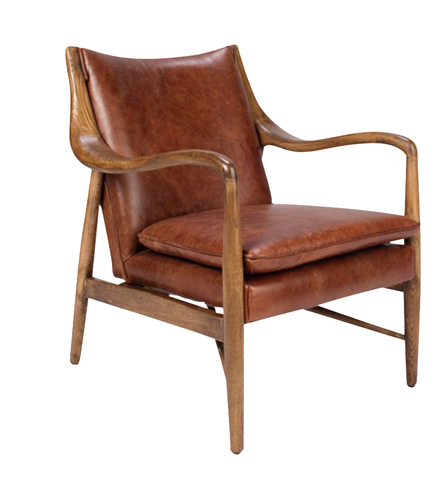 Wood and Leather Club Chair Chairish