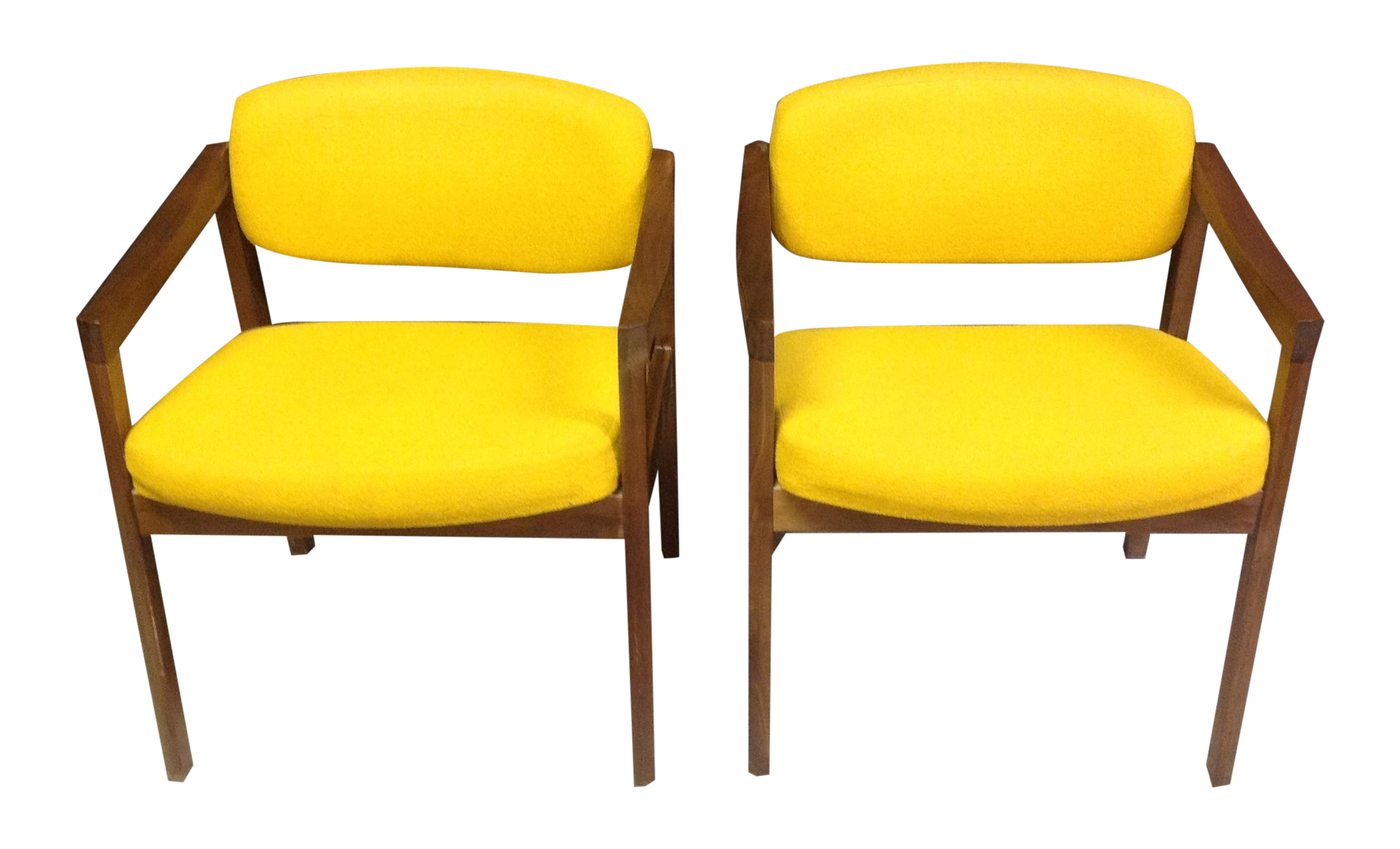 Midcentury Modern Yellow Arm Chairs Pair Chairish
