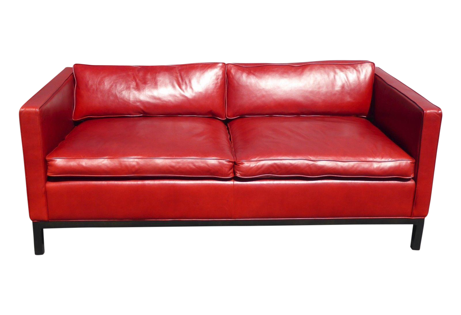Designer Contemporary Red Leather Sofa | Chairish
