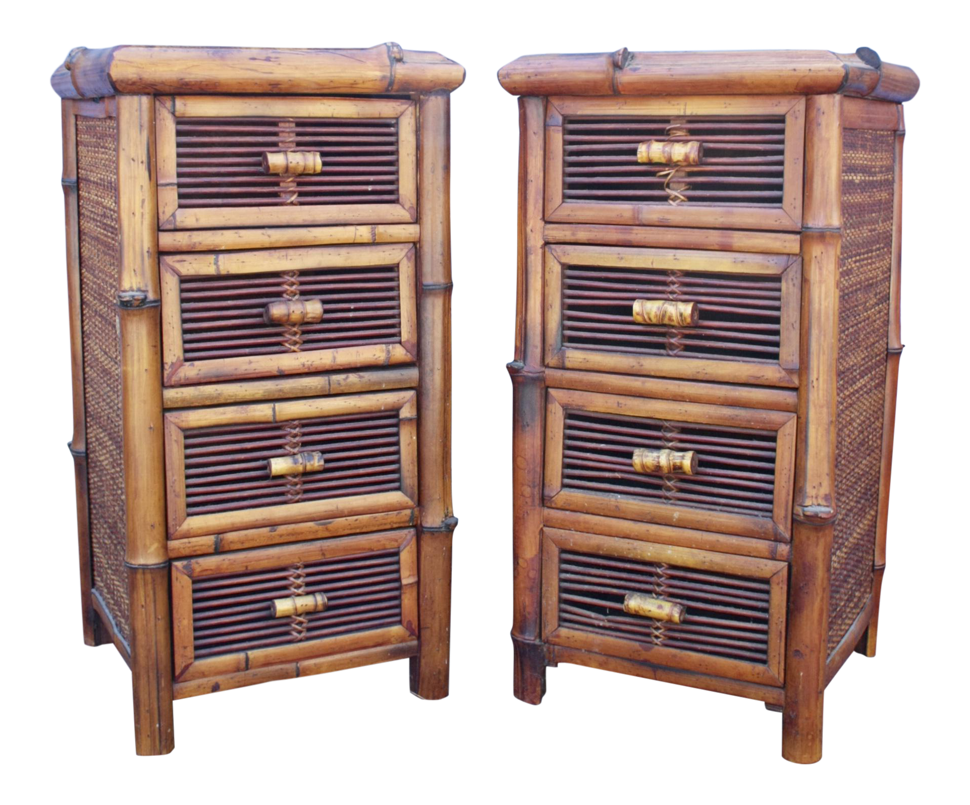 Bamboo Wicker Chests of Drawers / Nightstands a Pair Chairish