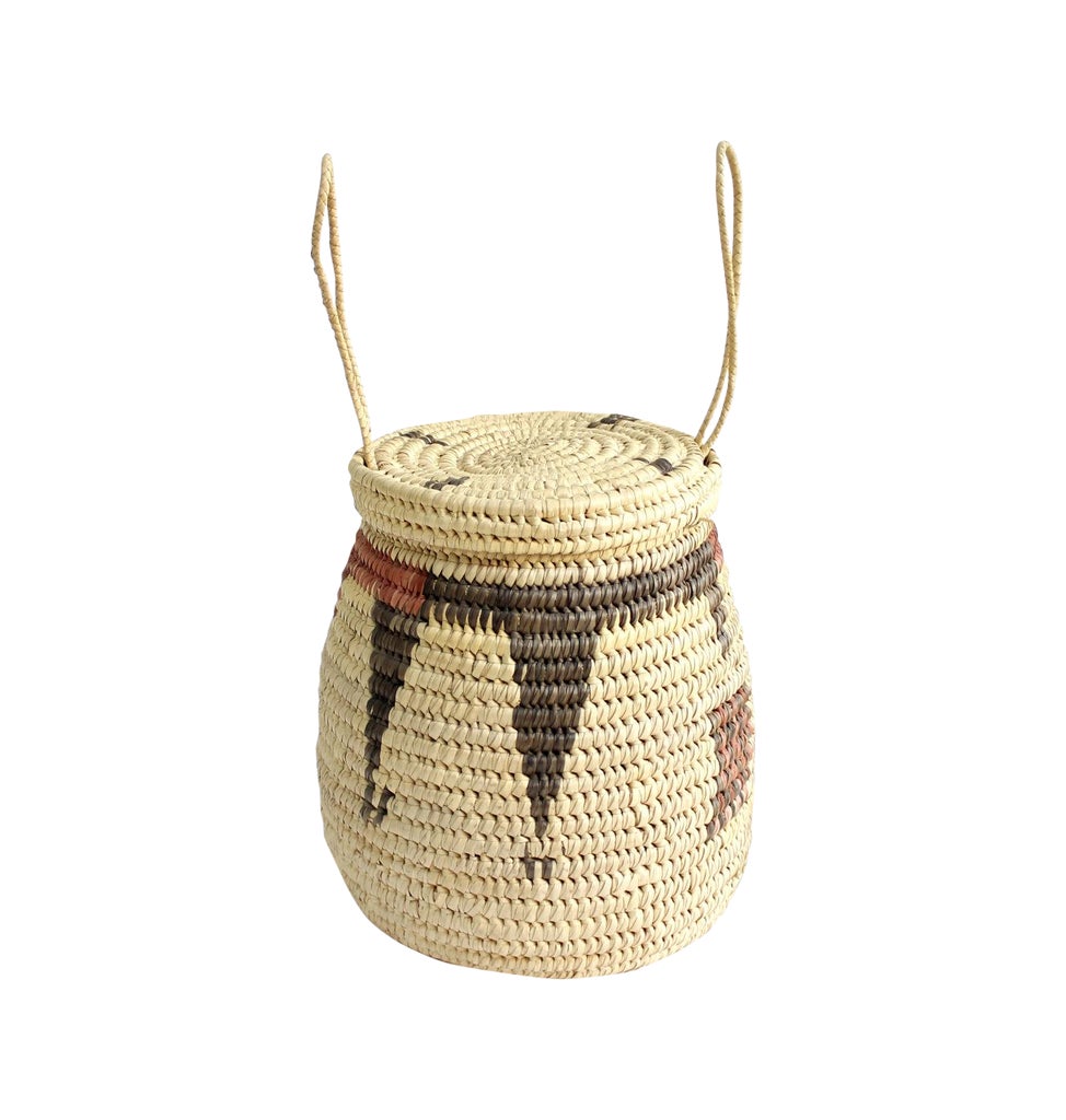 Vintage Woven Basket With Lid & Handles Chairish