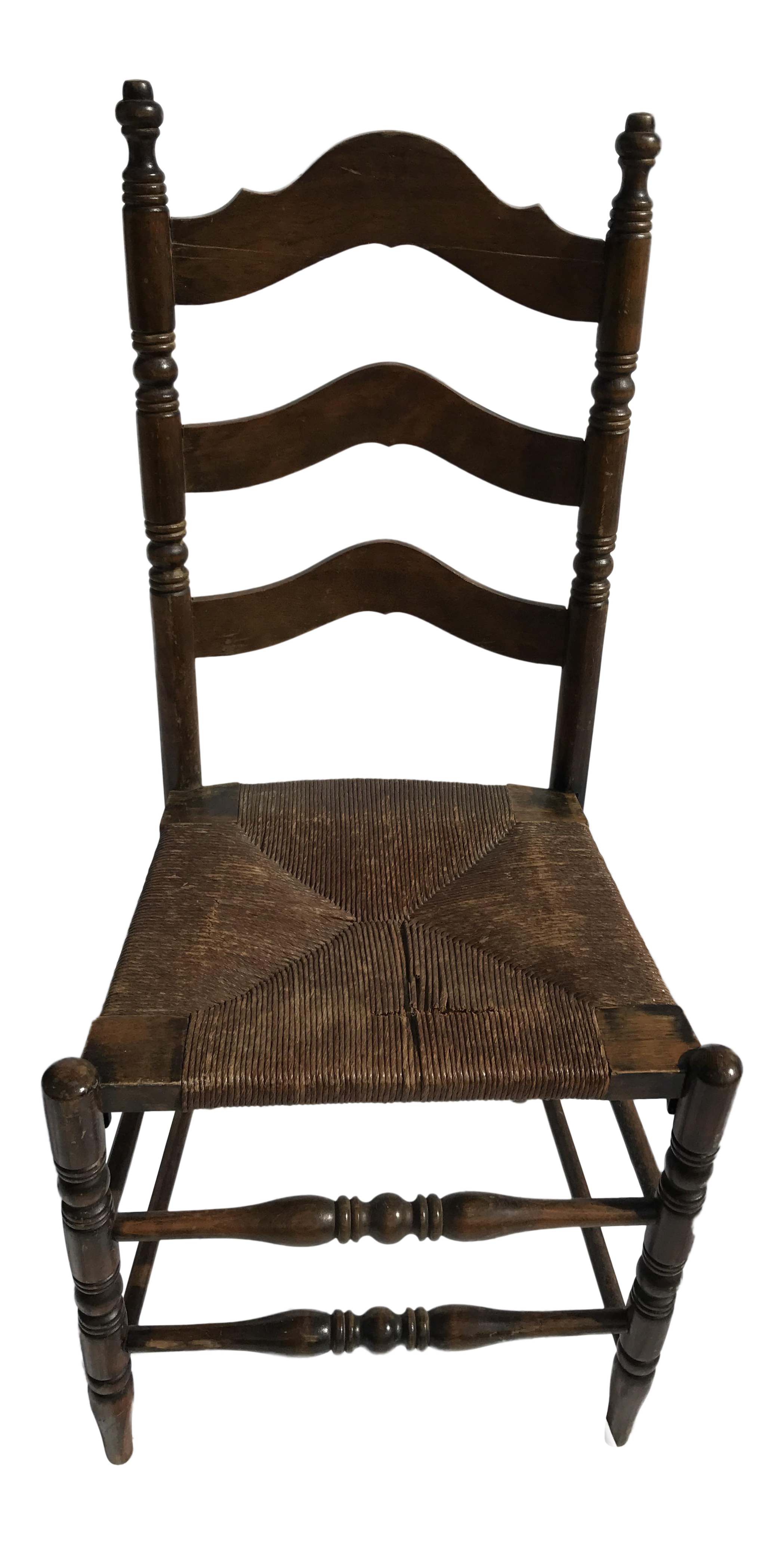 Antique Ladder Back Rush Seat Chair | Chairish