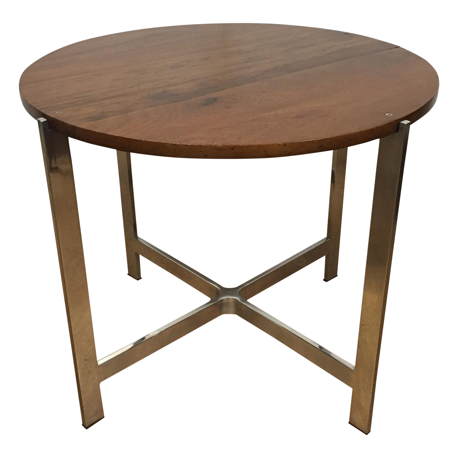 Round Wood Side Table with Chrome Base Chairish
