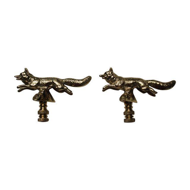 Solid Brass Fox Finials Pair Chairish