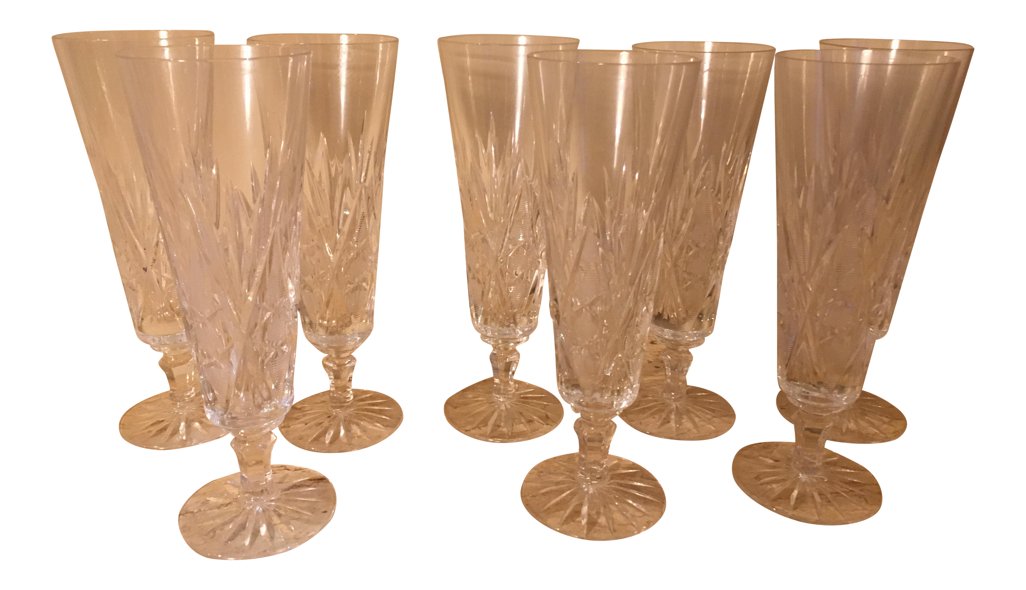 Vintage Crystal Stem Flute Glasses Set of 8 Chairish