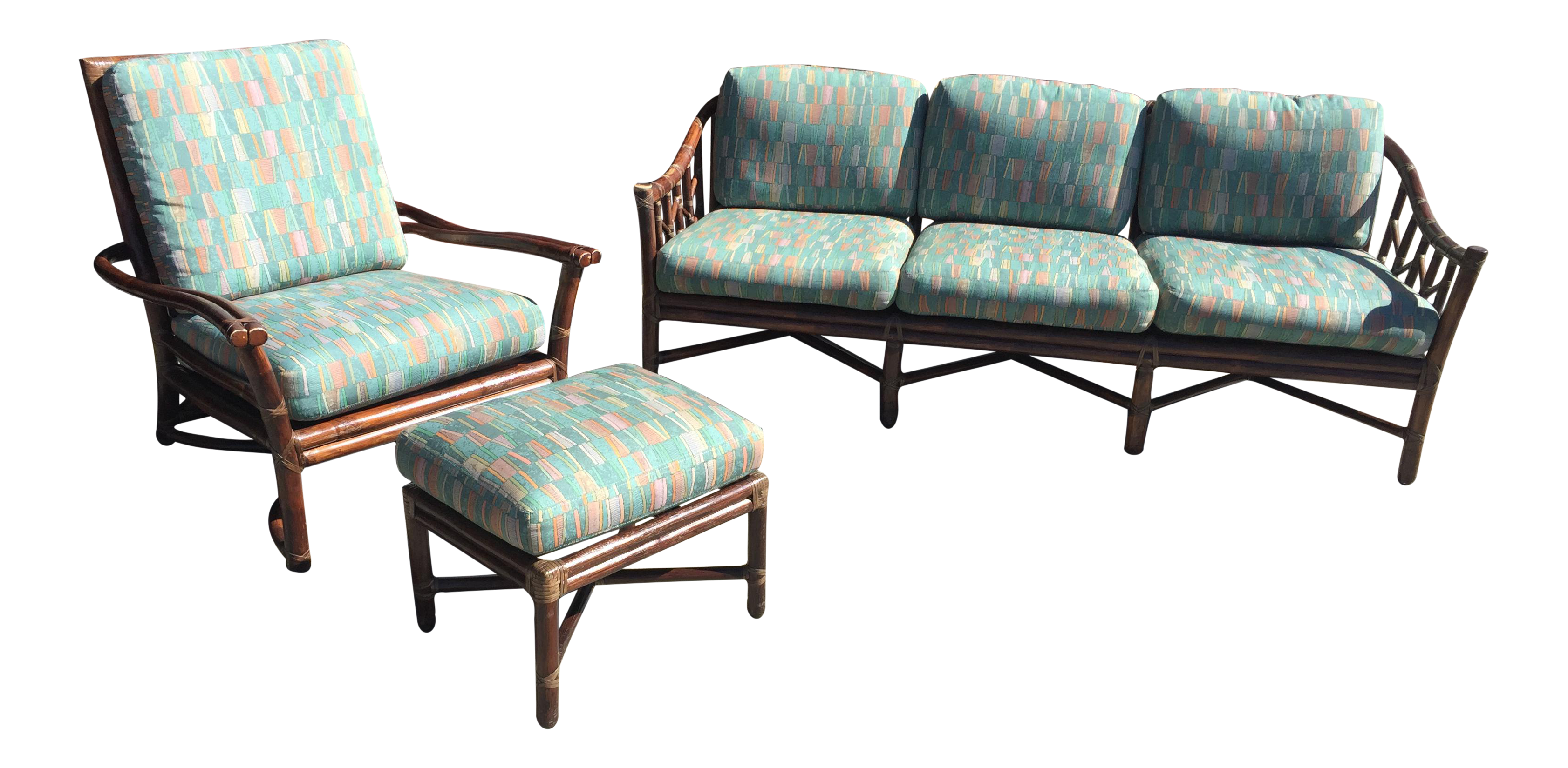 Design Bamboo Couch vintage mcguire bamboo sofa chair ottoman chairish