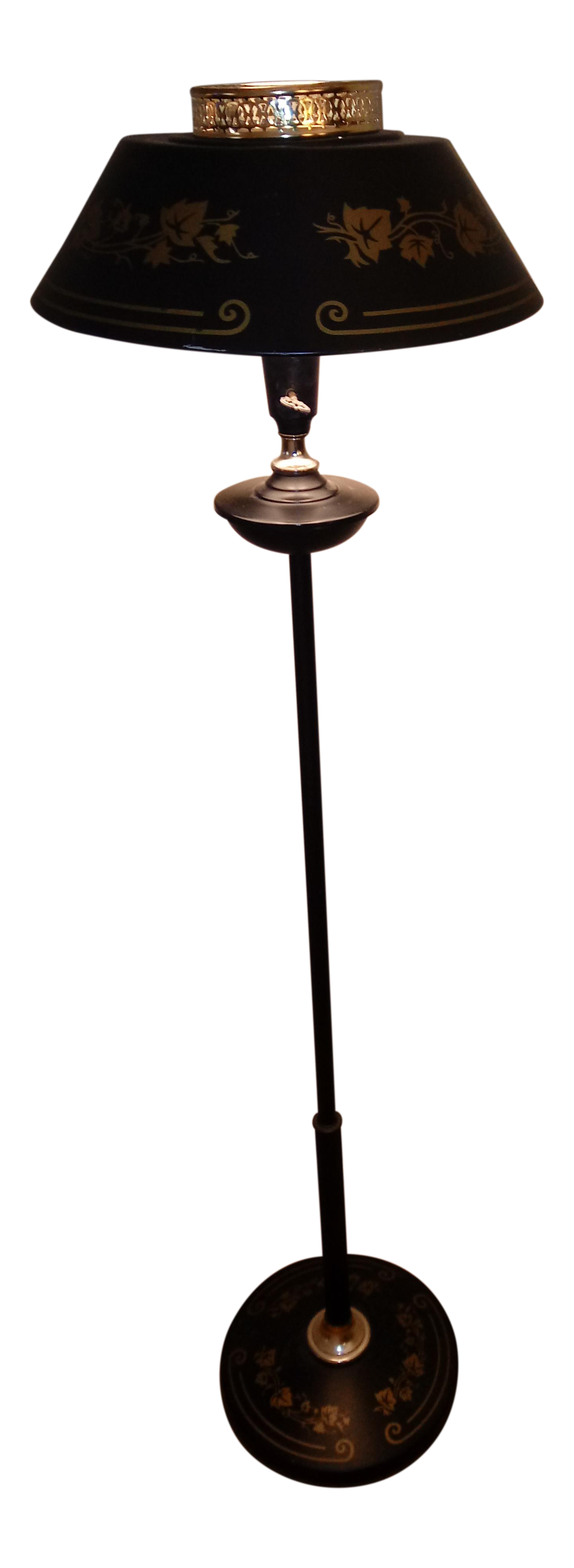 MidCentury Black Metal Toleware Floor Lamp Chairish