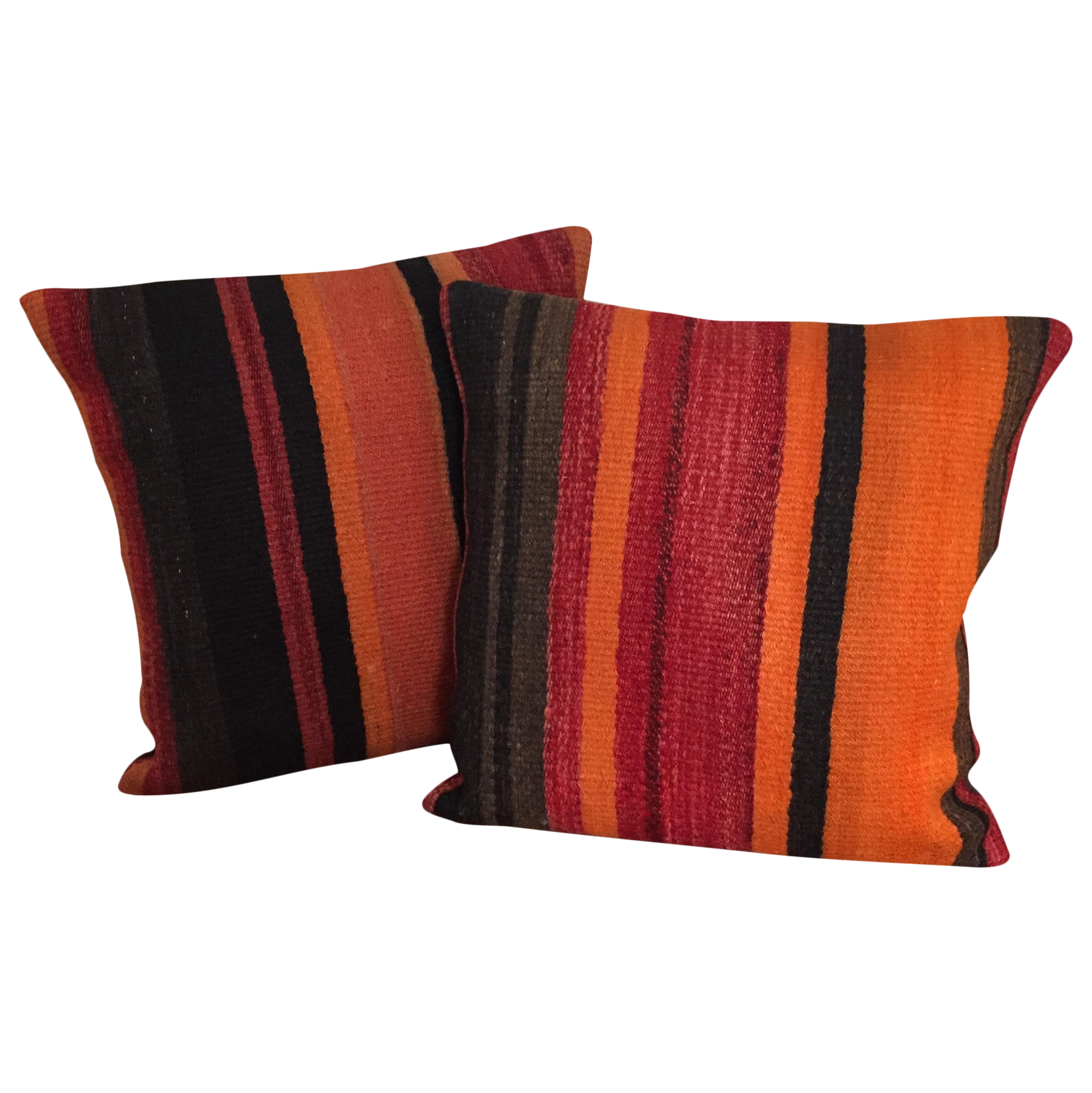Vintage Orange Kilim Throw Pillows A Pair Chairish