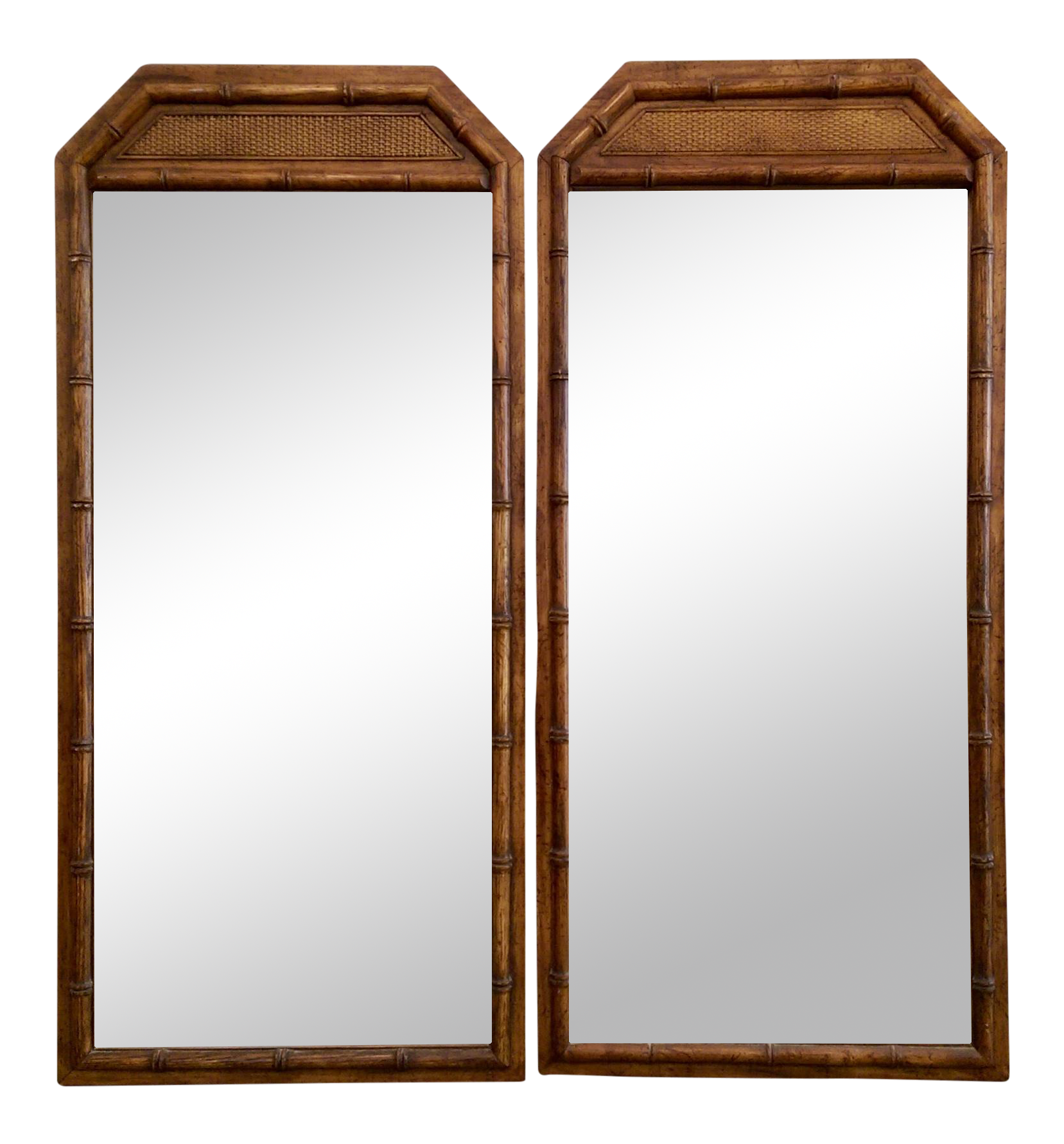 Large Faux Bamboo Mirrors A Pair Chairish