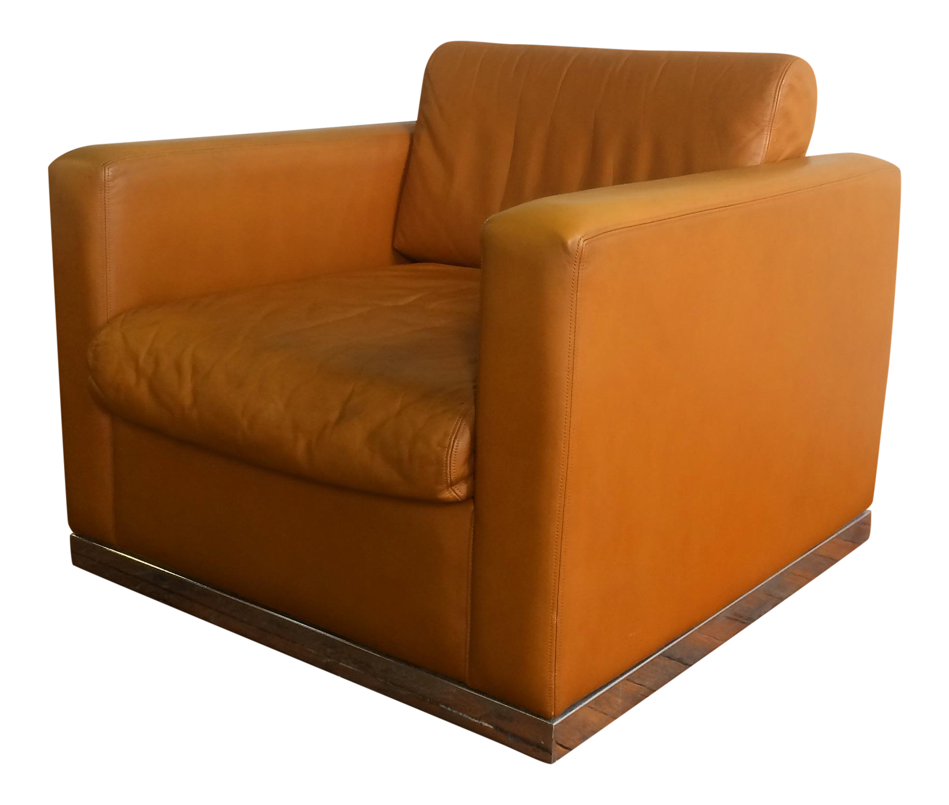 John Geiger Camel Colored Leather Club Chair