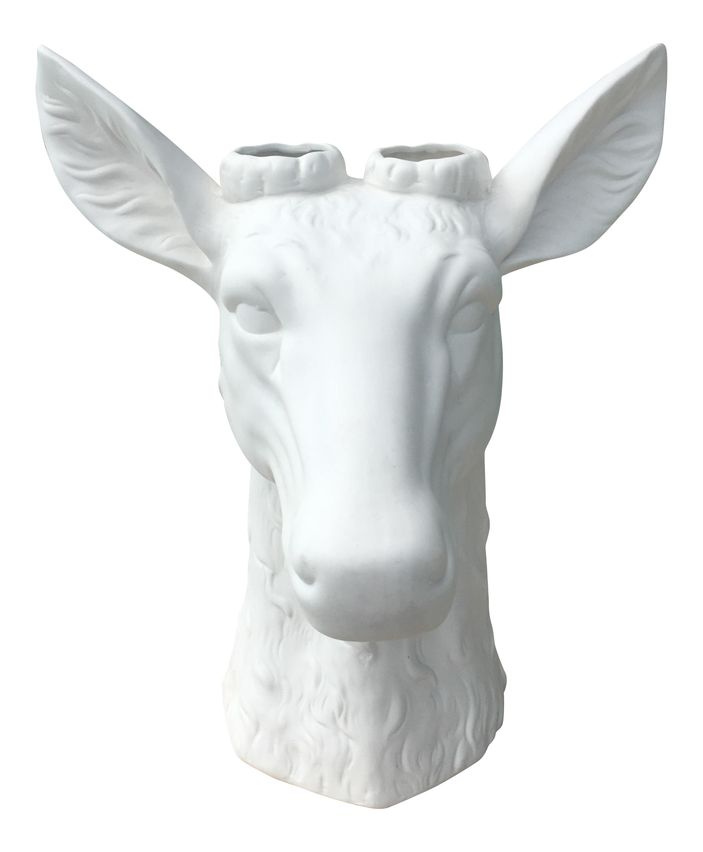 Bisque White Ceramic Deer Head Vase Chairish