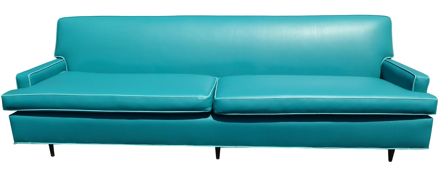 MidCentury Turquoise Vinyl Sofa Chairish