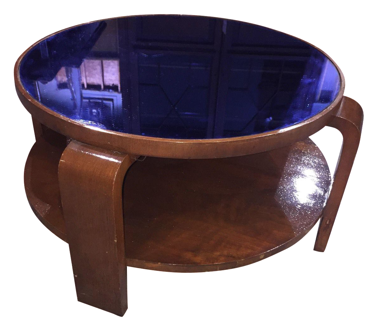 MidCentury Modern Blue Glass Coffee Table Chairish