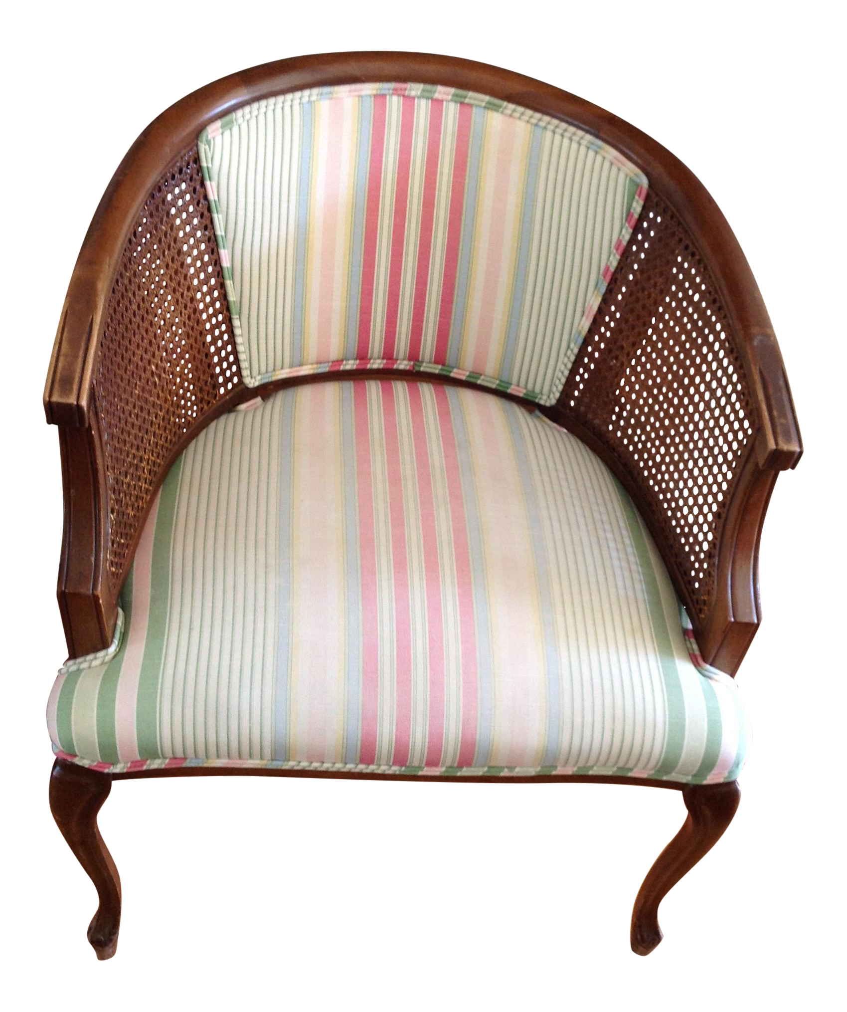 MidCentury Modern Walnut Wood Cane Armchair Chairish