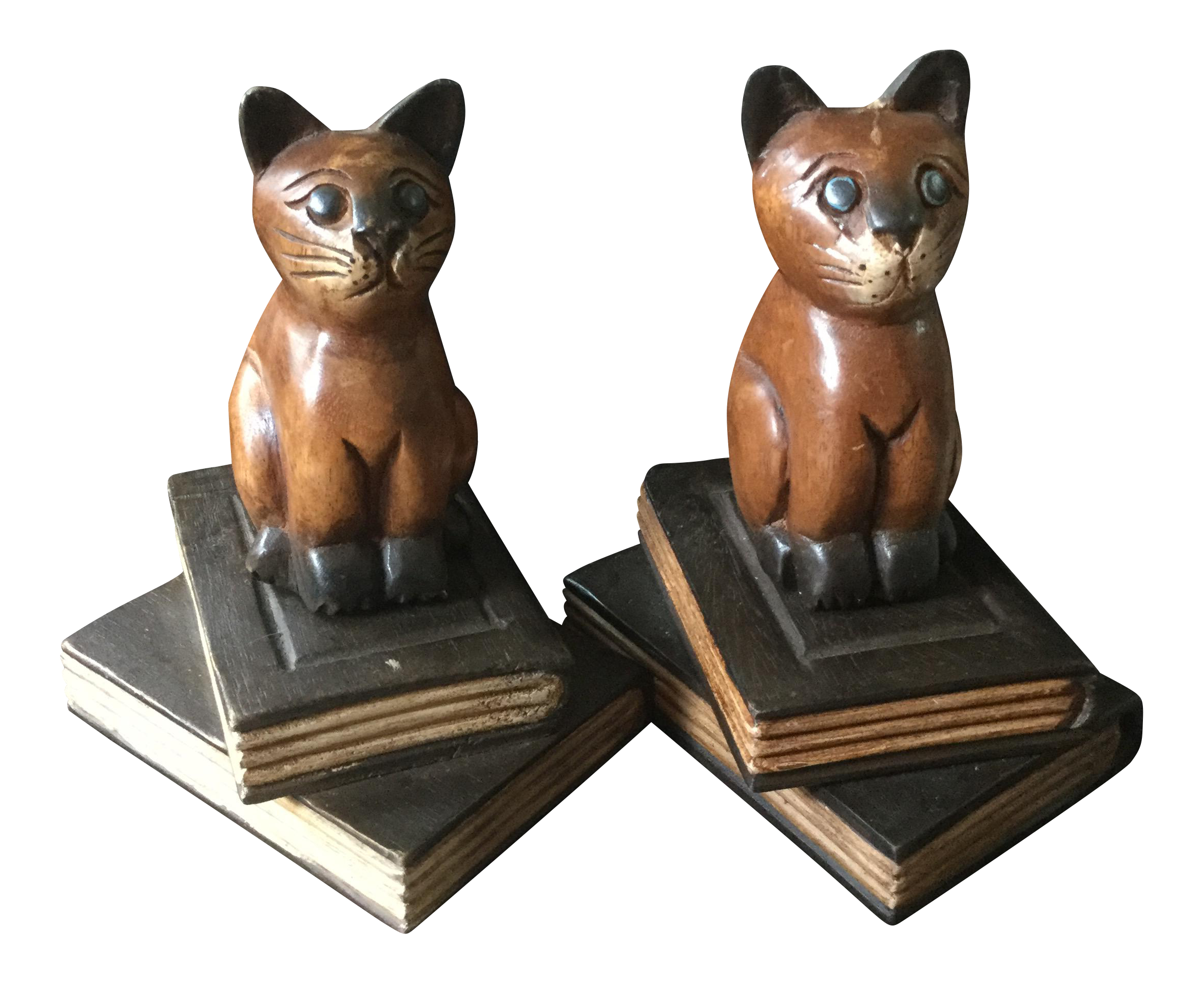 Vintage Wooden Cat Bookends A Pair Chairish