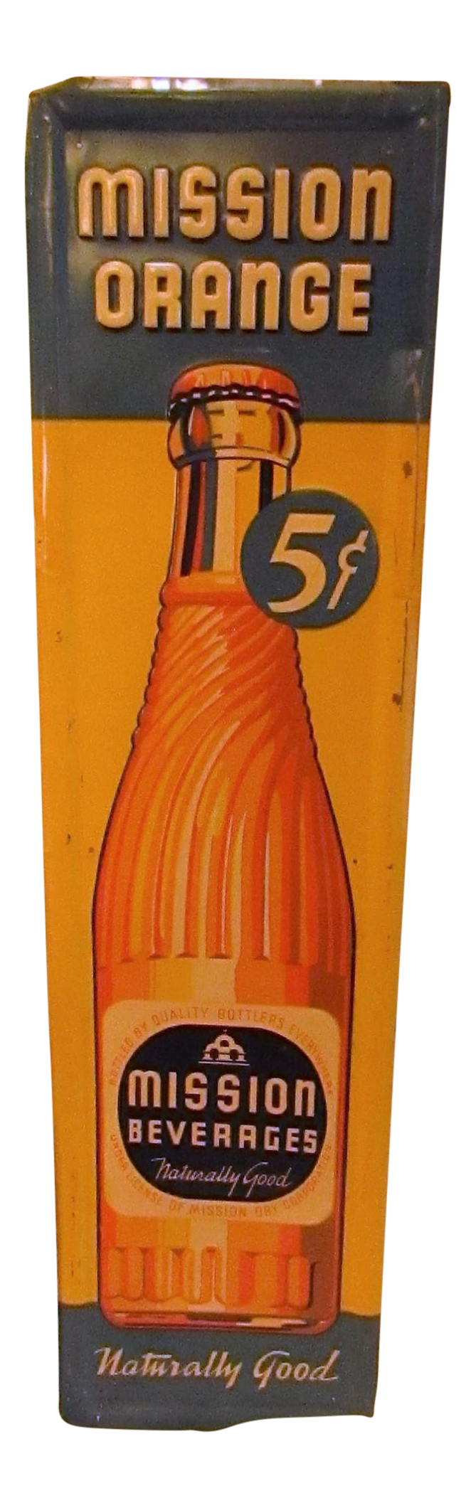 Vintage Tin 'Mission Orange Soda' Sign | Chairish