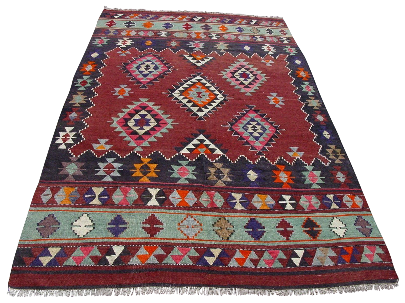 Red Vintage Turkish Kilim Rug 5'5" x 8'10" Chairish