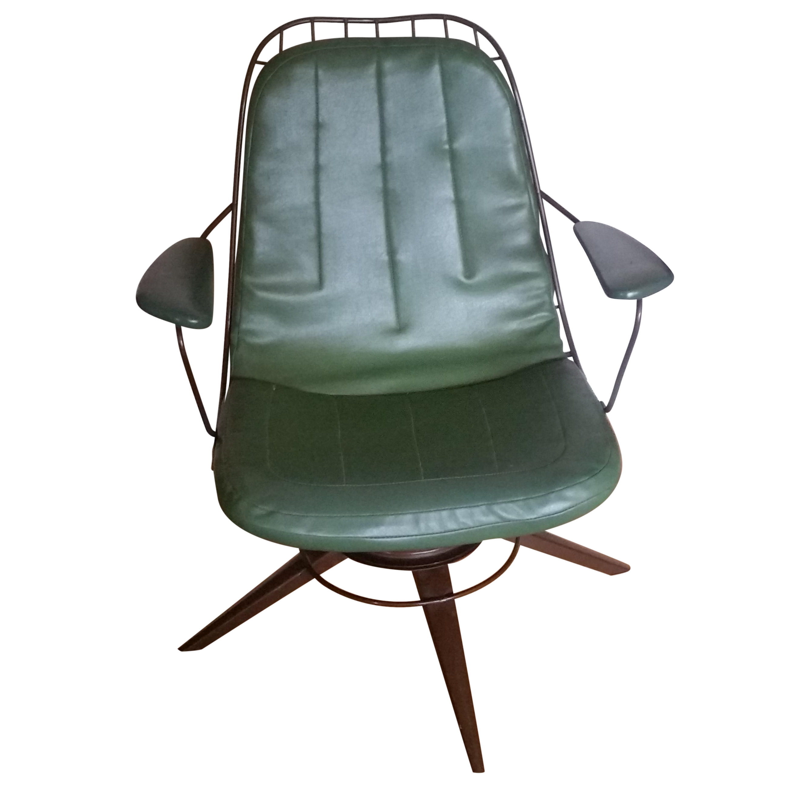 Vintage Olive Green Homecrest Wire Swivel Chair Chairish