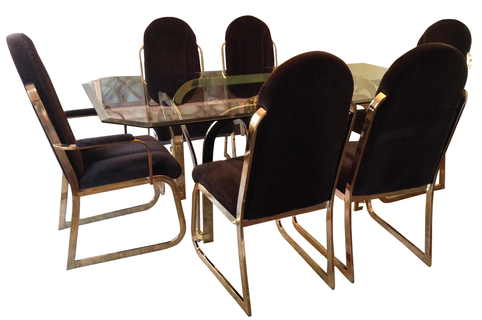 Brass Dining Table and Chairs in the Manner of Milo Baughman Chairish