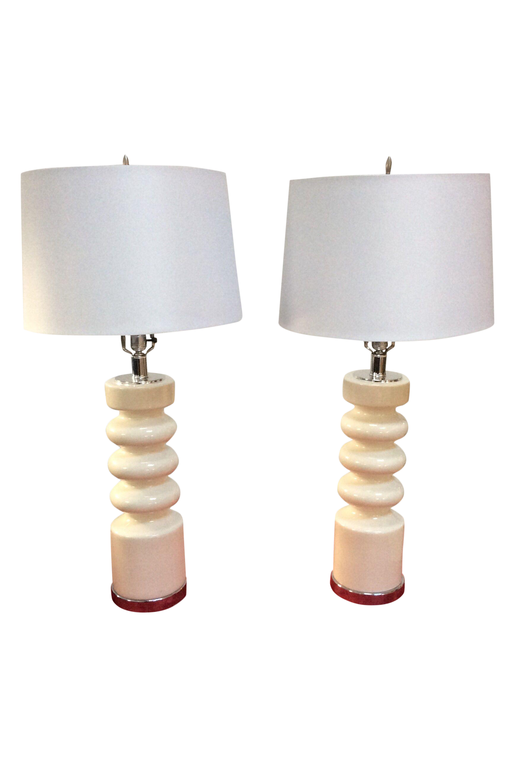 1970s Modern Chrome & Ceramic Table Lamps Chairish