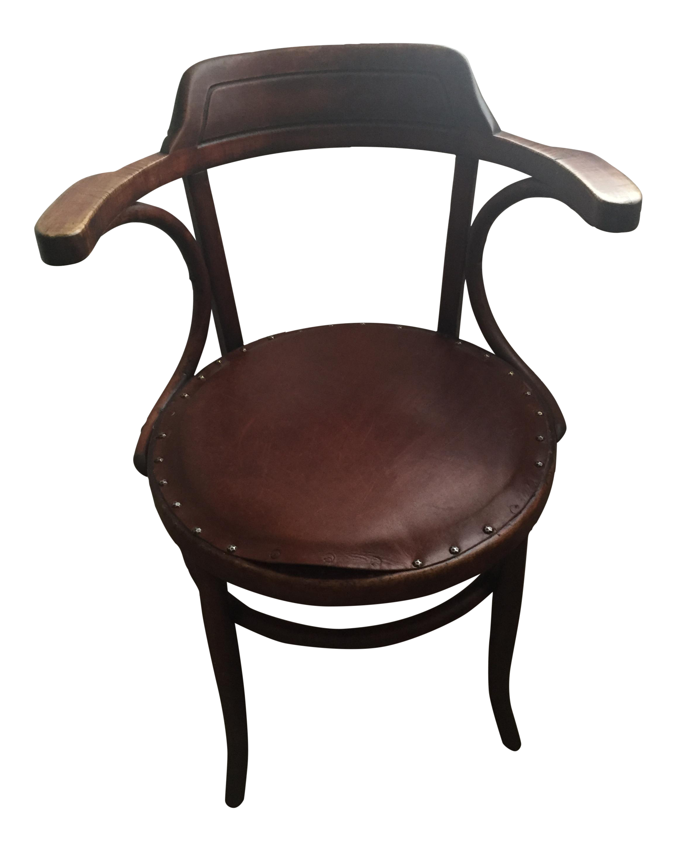 Vintage Leather Upholstered Bentwood Chair In The Style of Michael