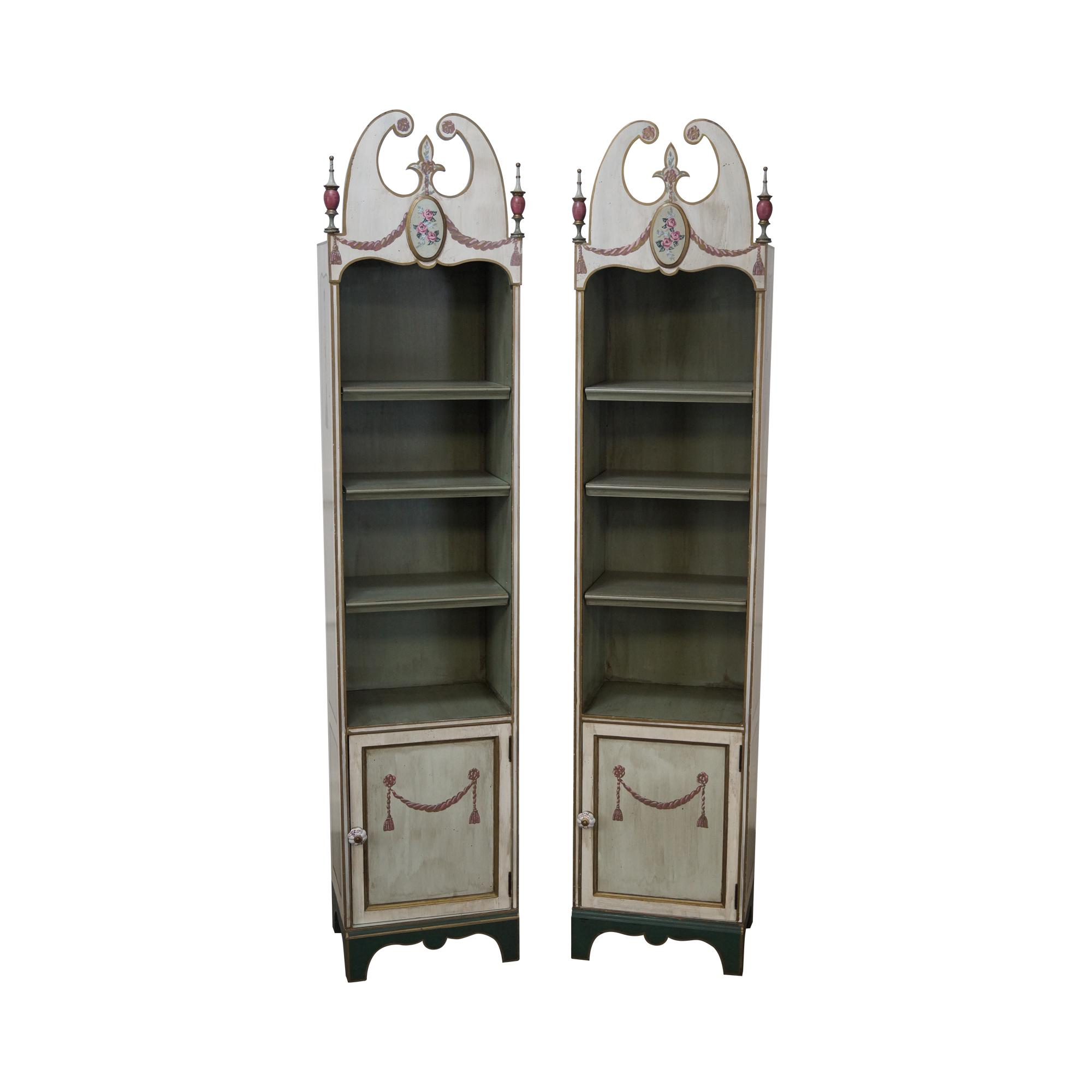 Hand Painted Narrow Bookcases A Pair Chairish