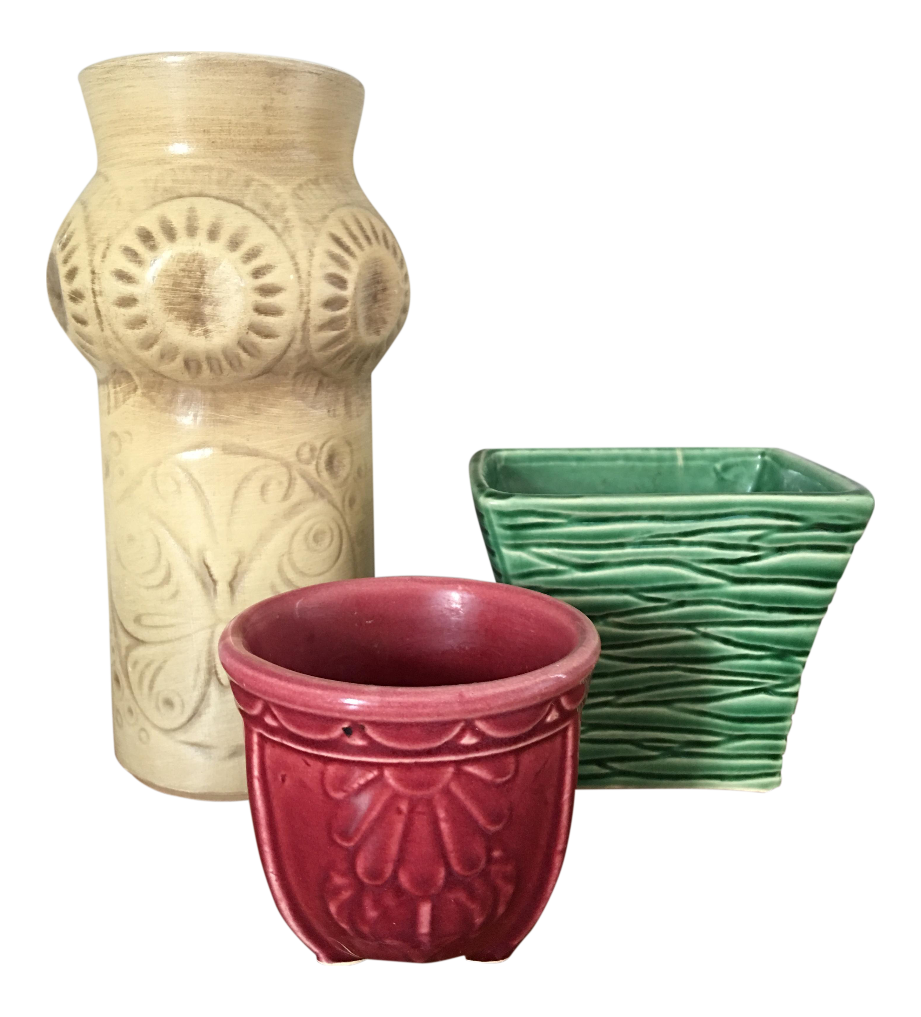 MidCentury McCoy Shawnee USA Pottery Vases 3 Chairish