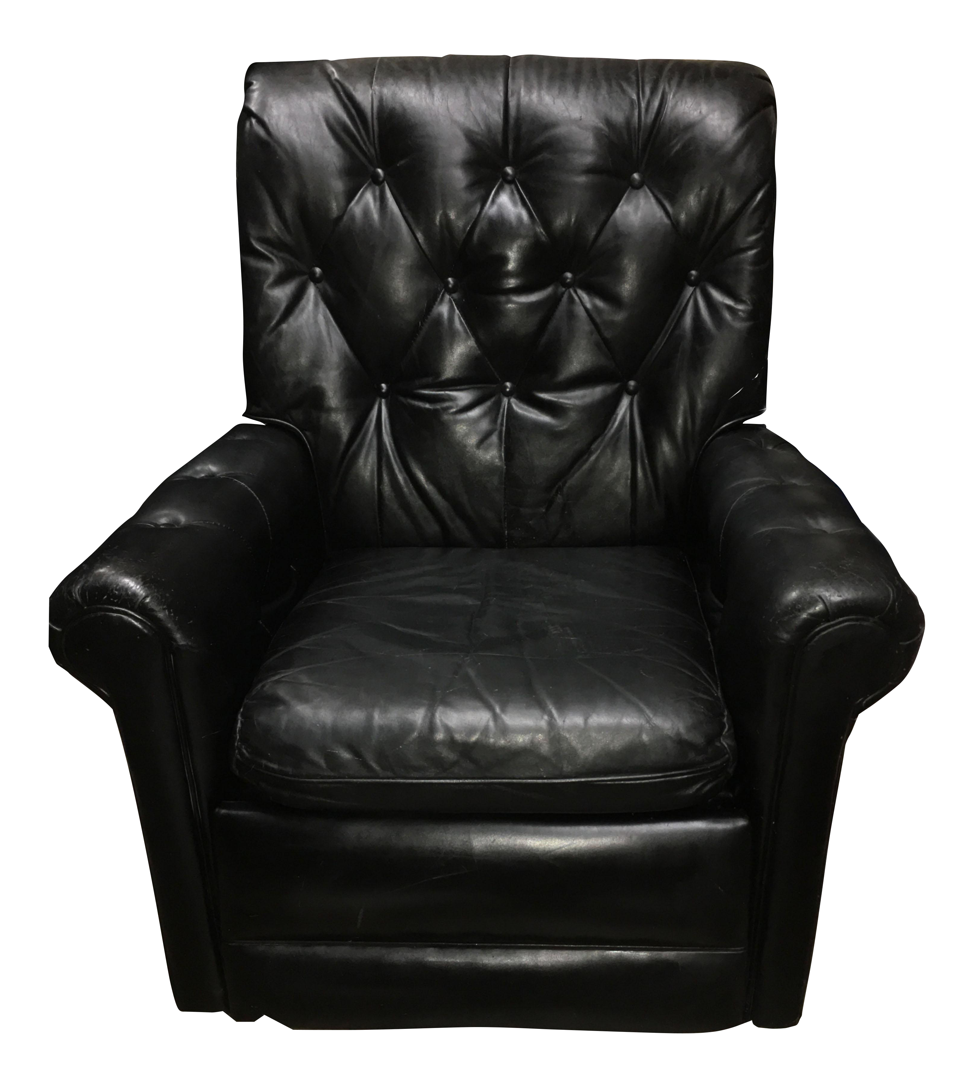 MidCentury Chesterfield Black Tufted Leather Recliner Chair Chairish