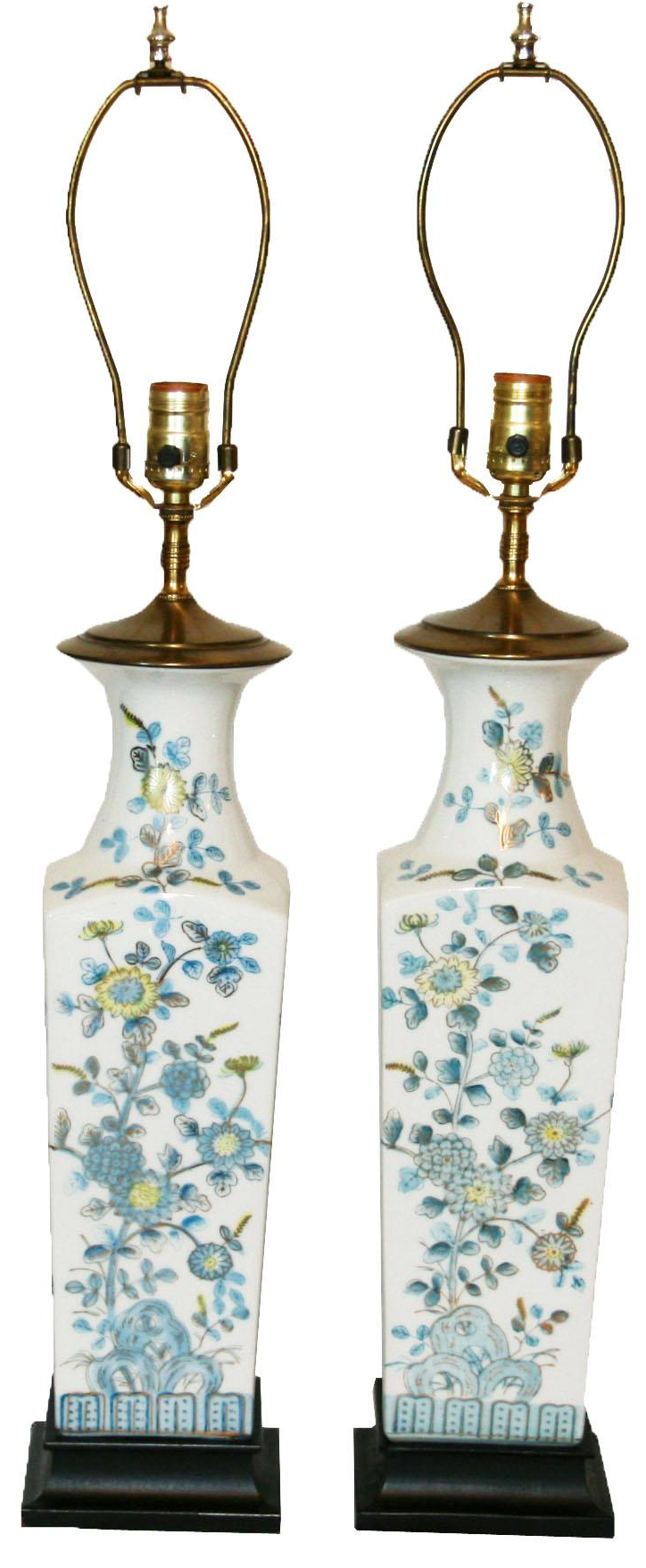 Vintage Floral Porcelain Lamps A Pair Chairish